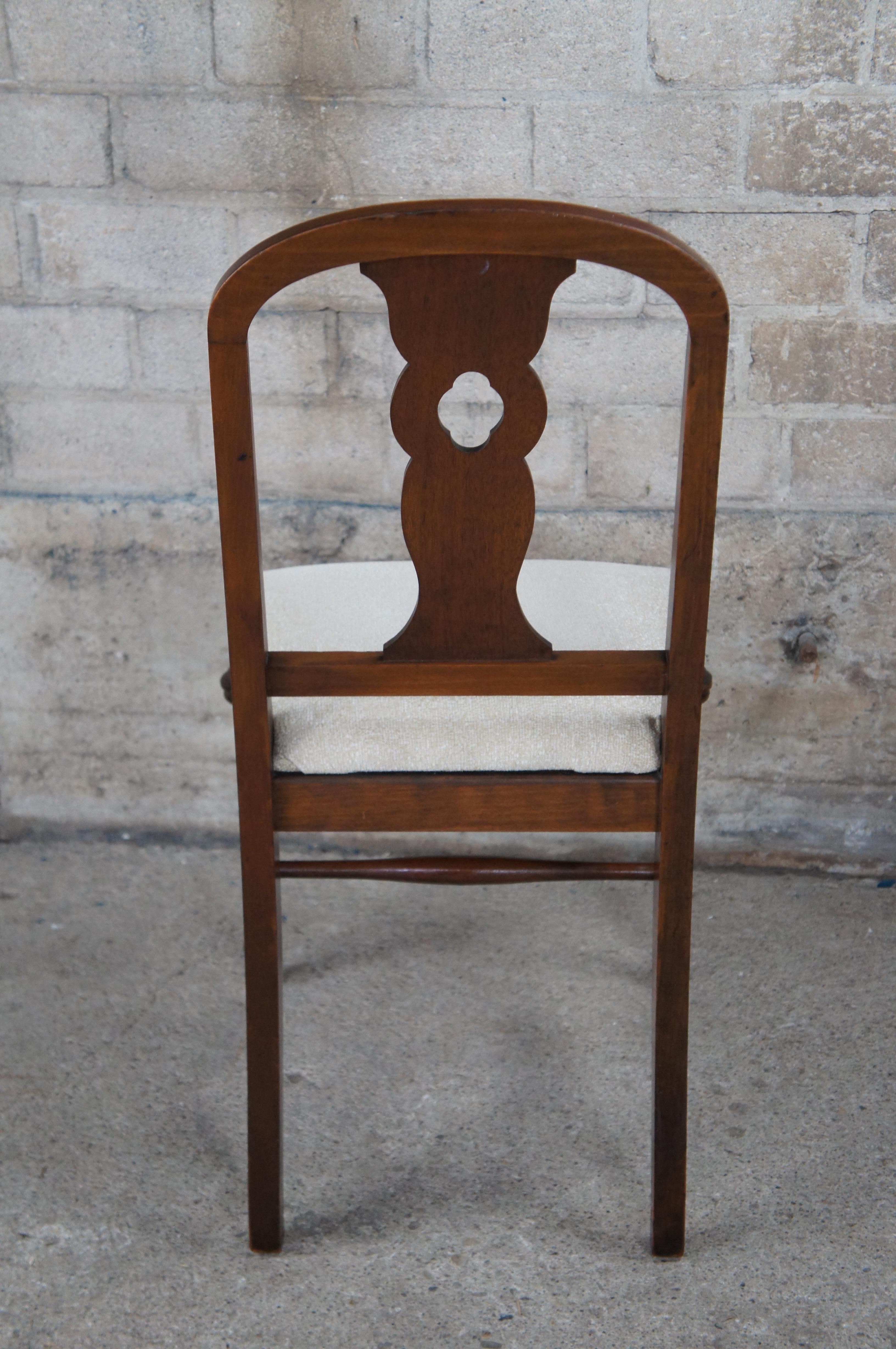 Antique William & Mary Style Walnut Pierced Slat Back Desk Dining Side Chair 2