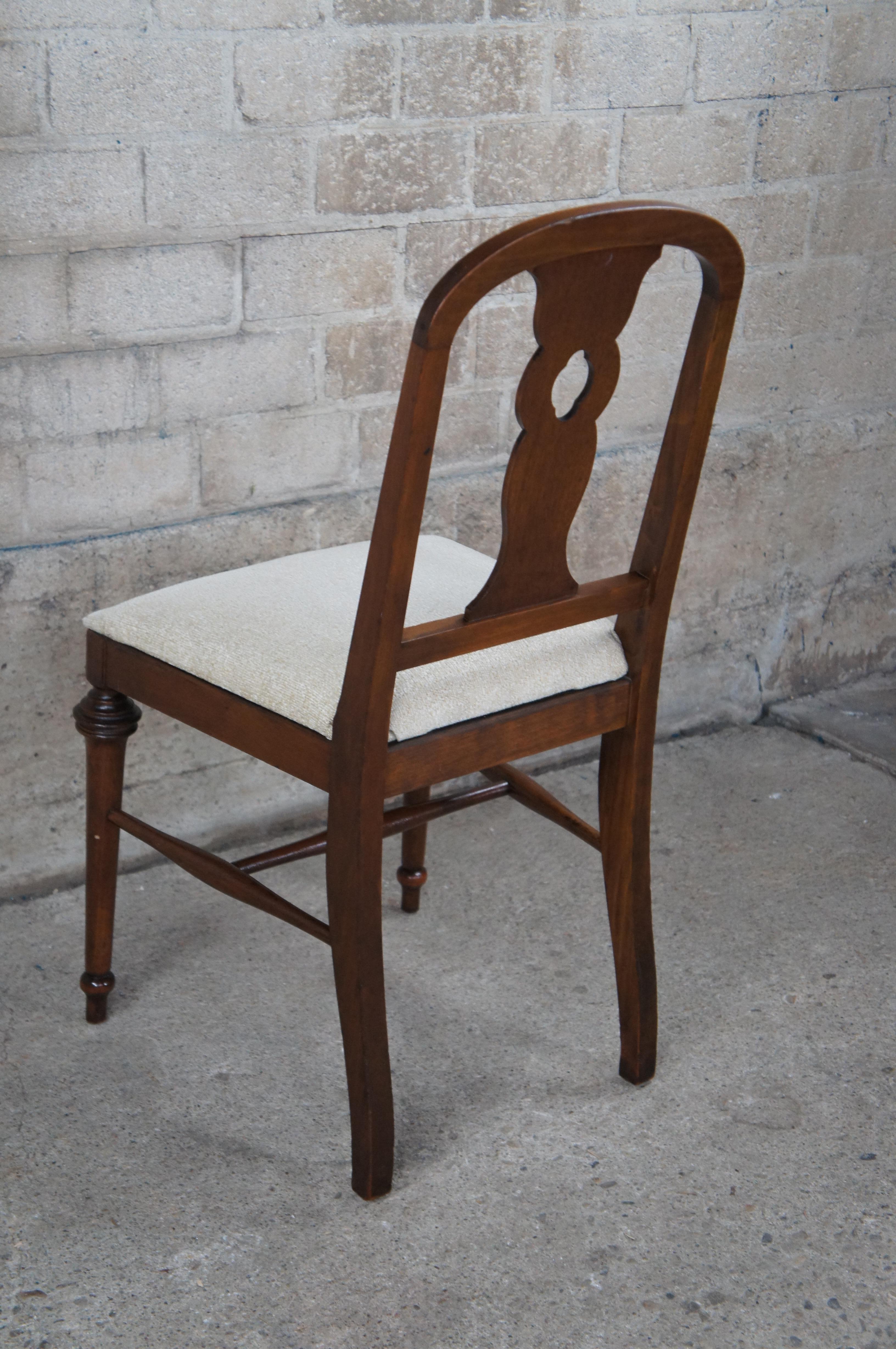 Antique William & Mary Style Walnut Pierced Slat Back Desk Dining Side Chair 3