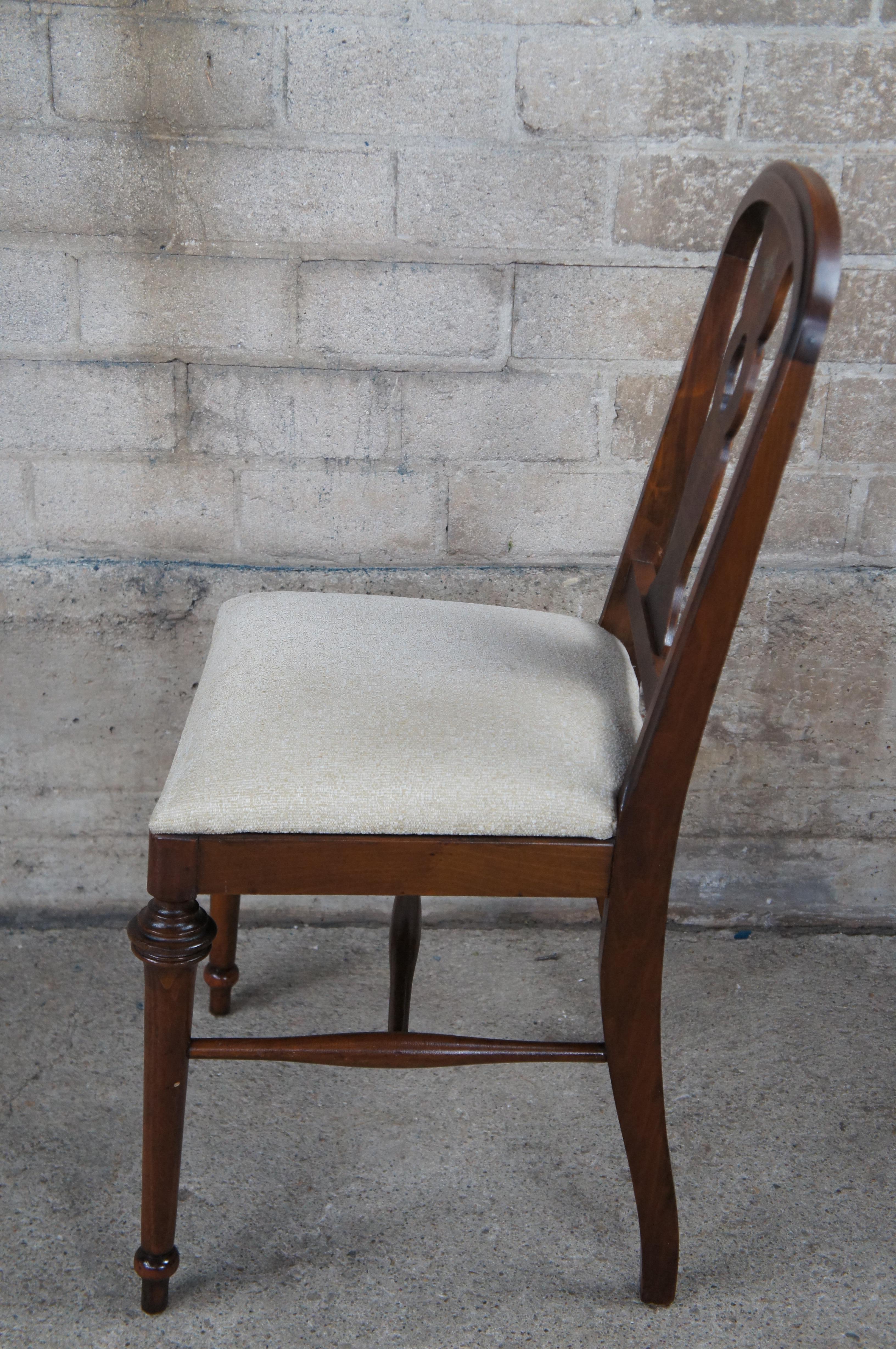 Antique William & Mary Style Walnut Pierced Slat Back Desk Dining Side Chair 4