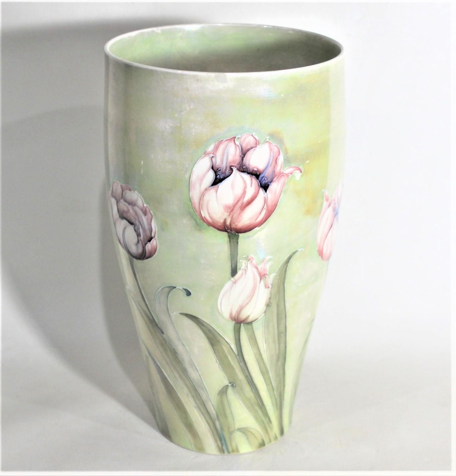 20th Century Antique William Moorcroft Art Pottery Tulip Patterned Vase with Lustre Glaze For Sale