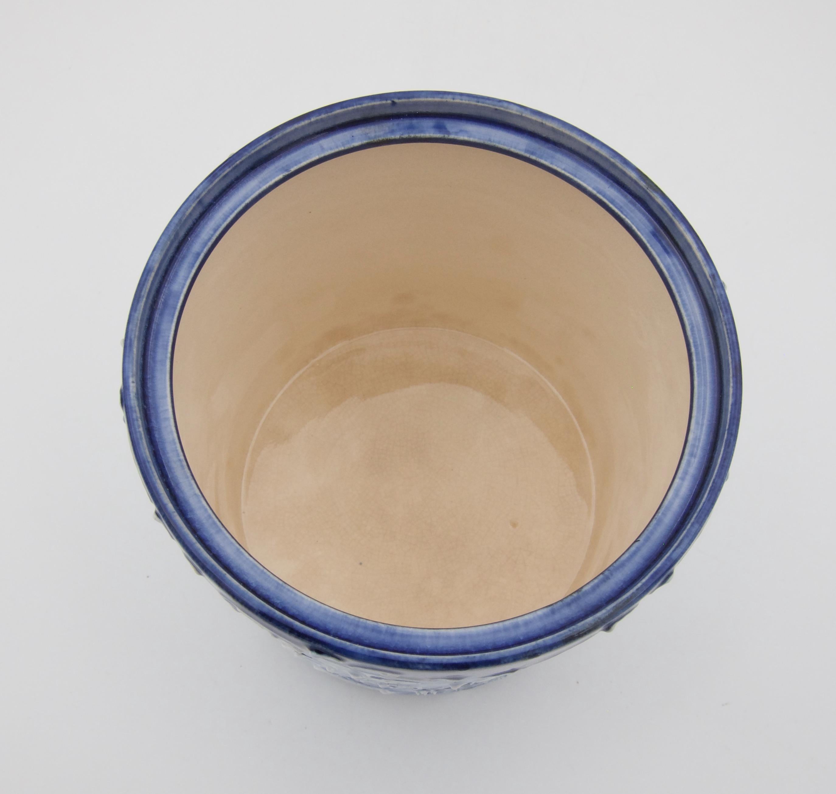 Antique William Moorcroft for Macintyre Blue Florian Ware Biscuit Barrel 4