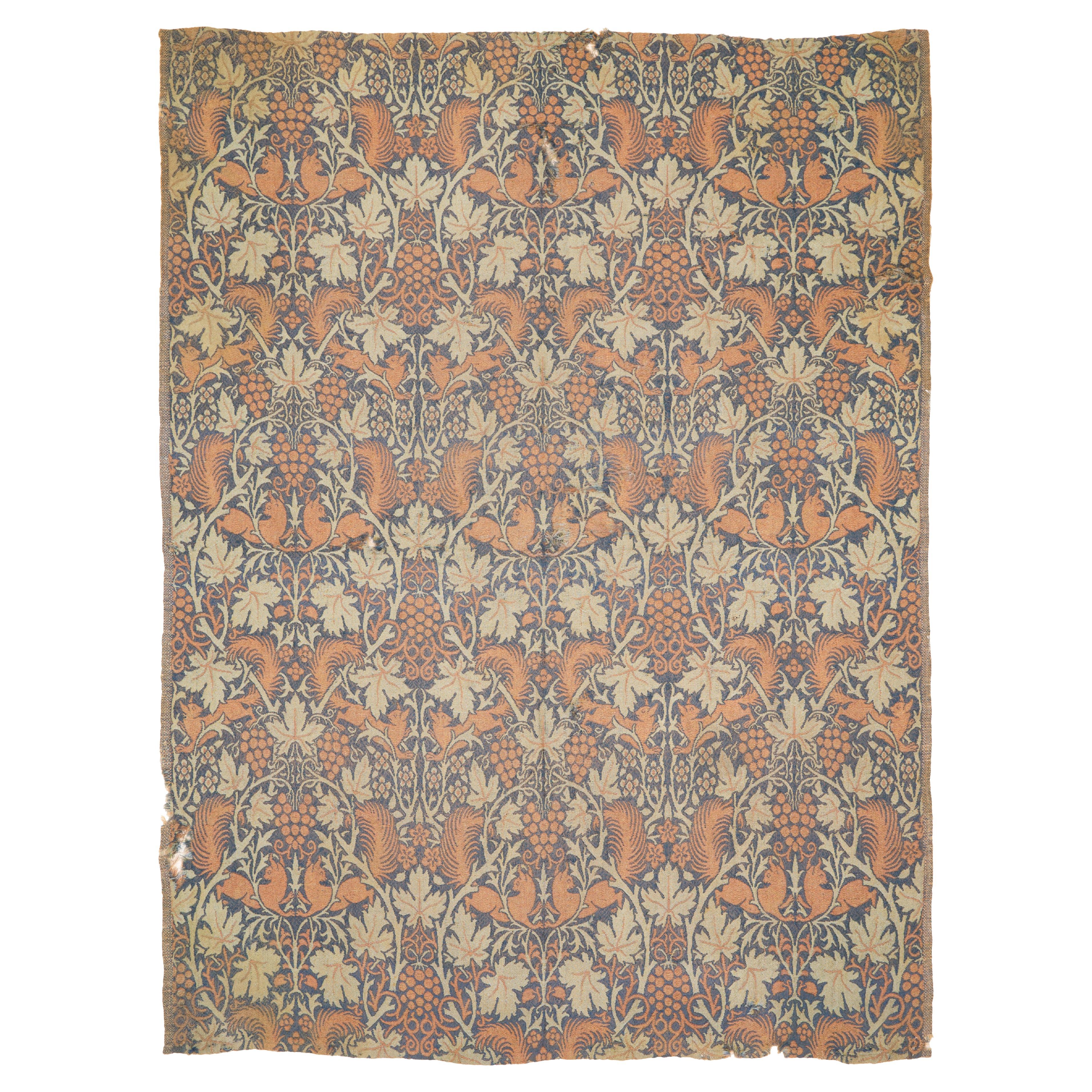 Antique William Morris 'Squirrel' Merton Abbey Jacquard-Woven Wool Tapestry