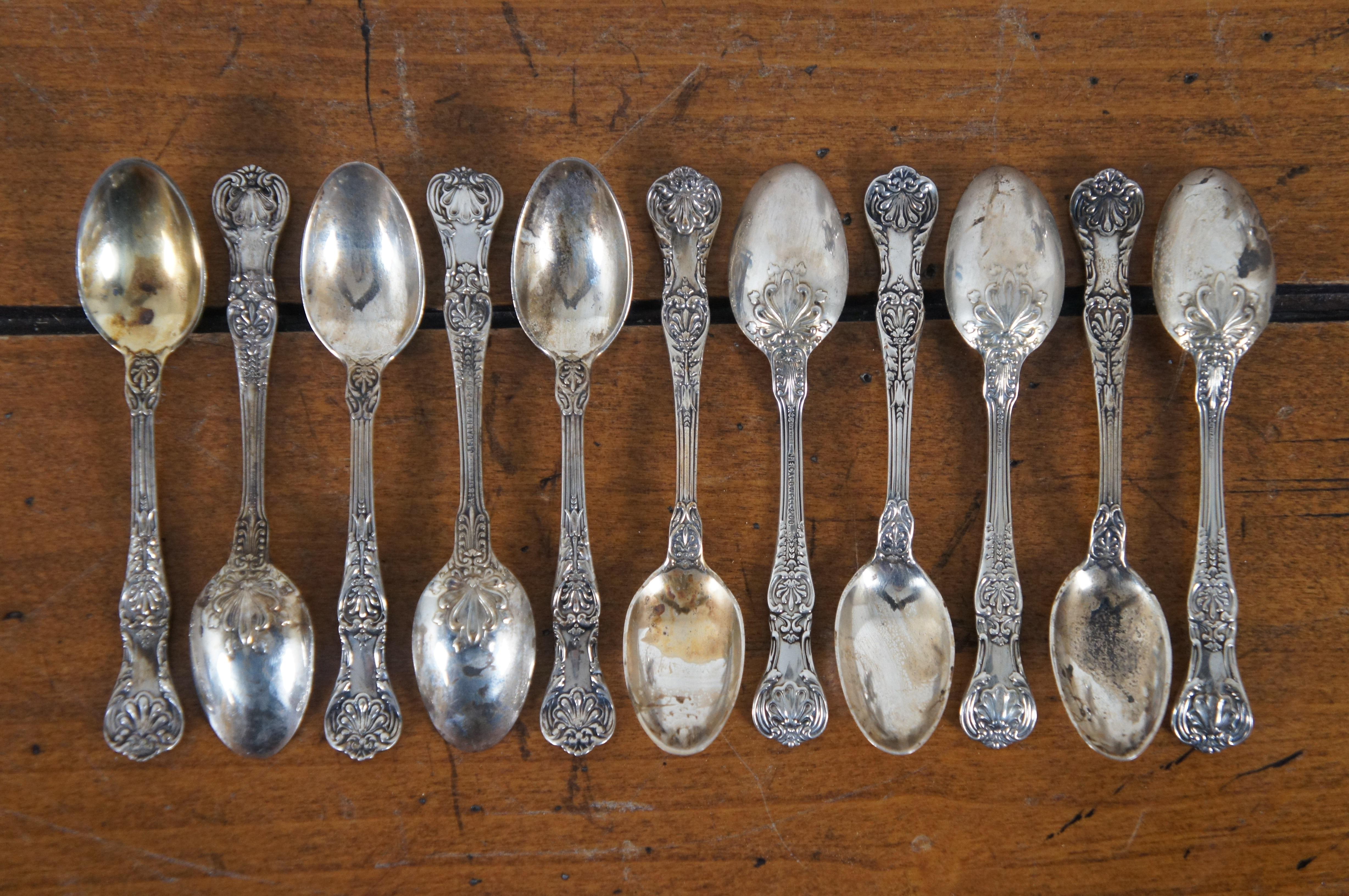 Antique William Roger Quadruple Plate Sugar Bowl & Gorham Sterling Silver Spoons For Sale 1