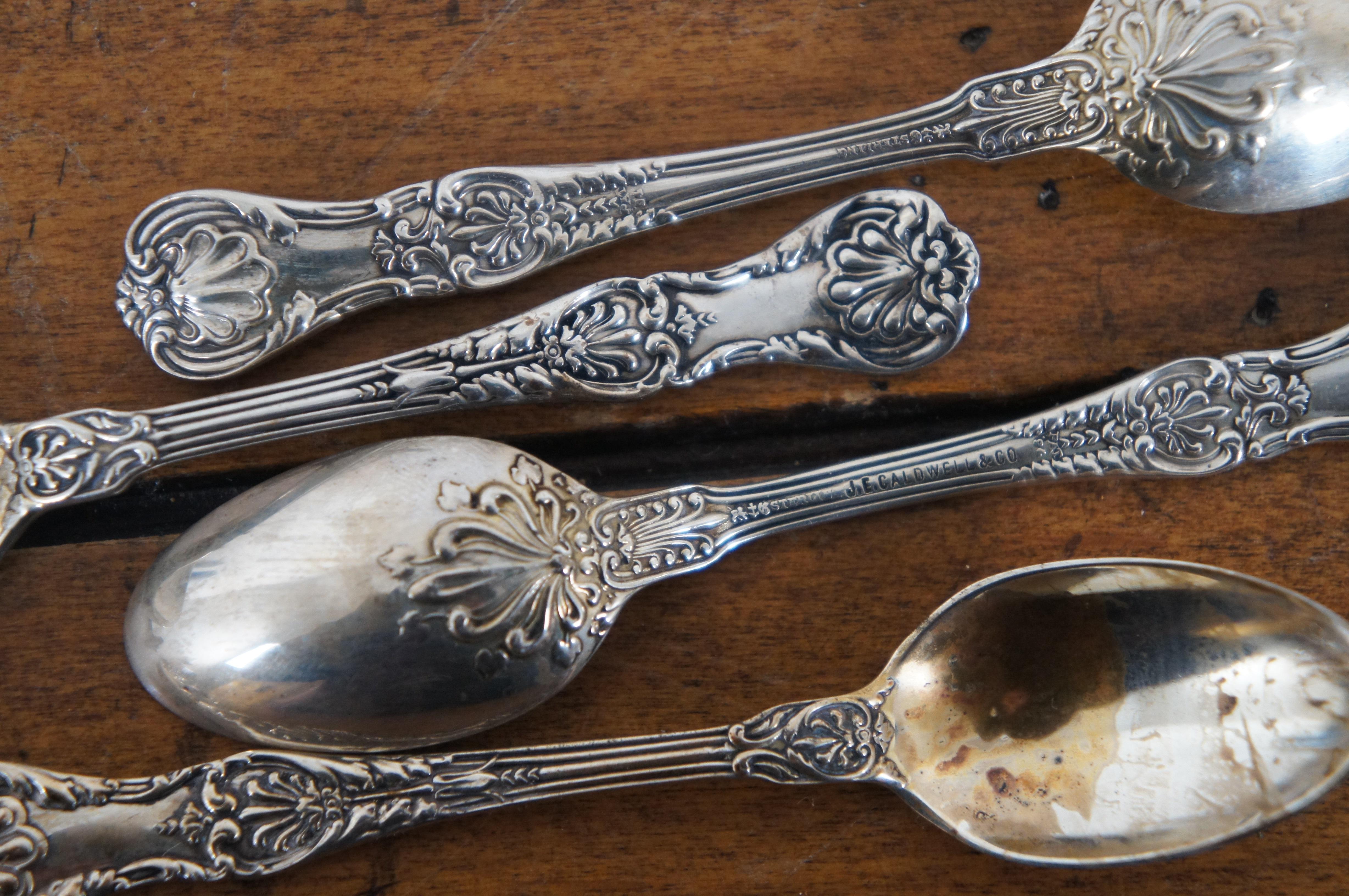 Antique William Roger Quadruple Plate Sugar Bowl & Gorham Sterling Silver Spoons For Sale 2