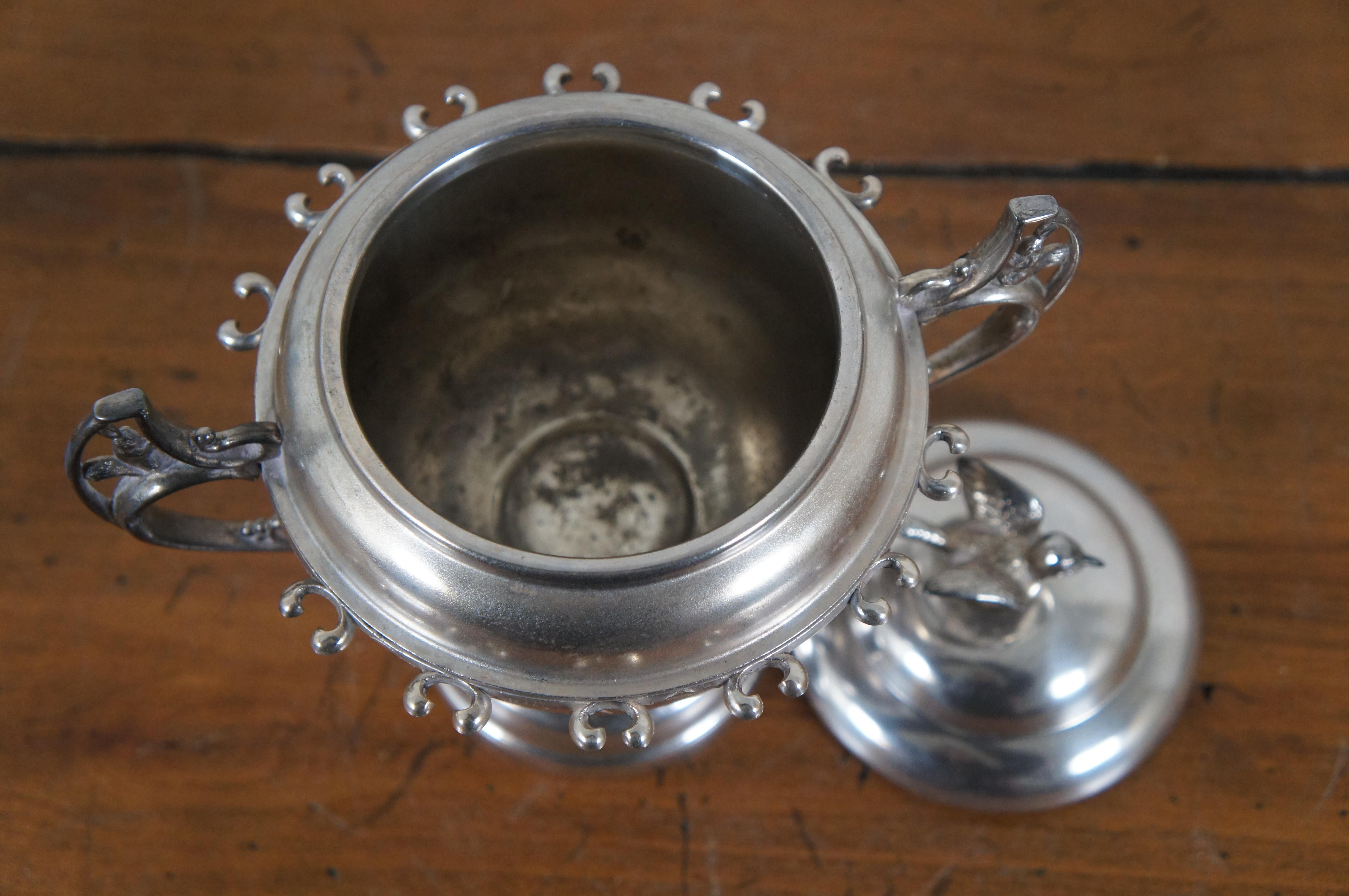 antique silver sugar bowl with spoons