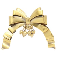 Antique William Spratling Mexican Gilt Sterling Silver Bow or Ribbon Brooch