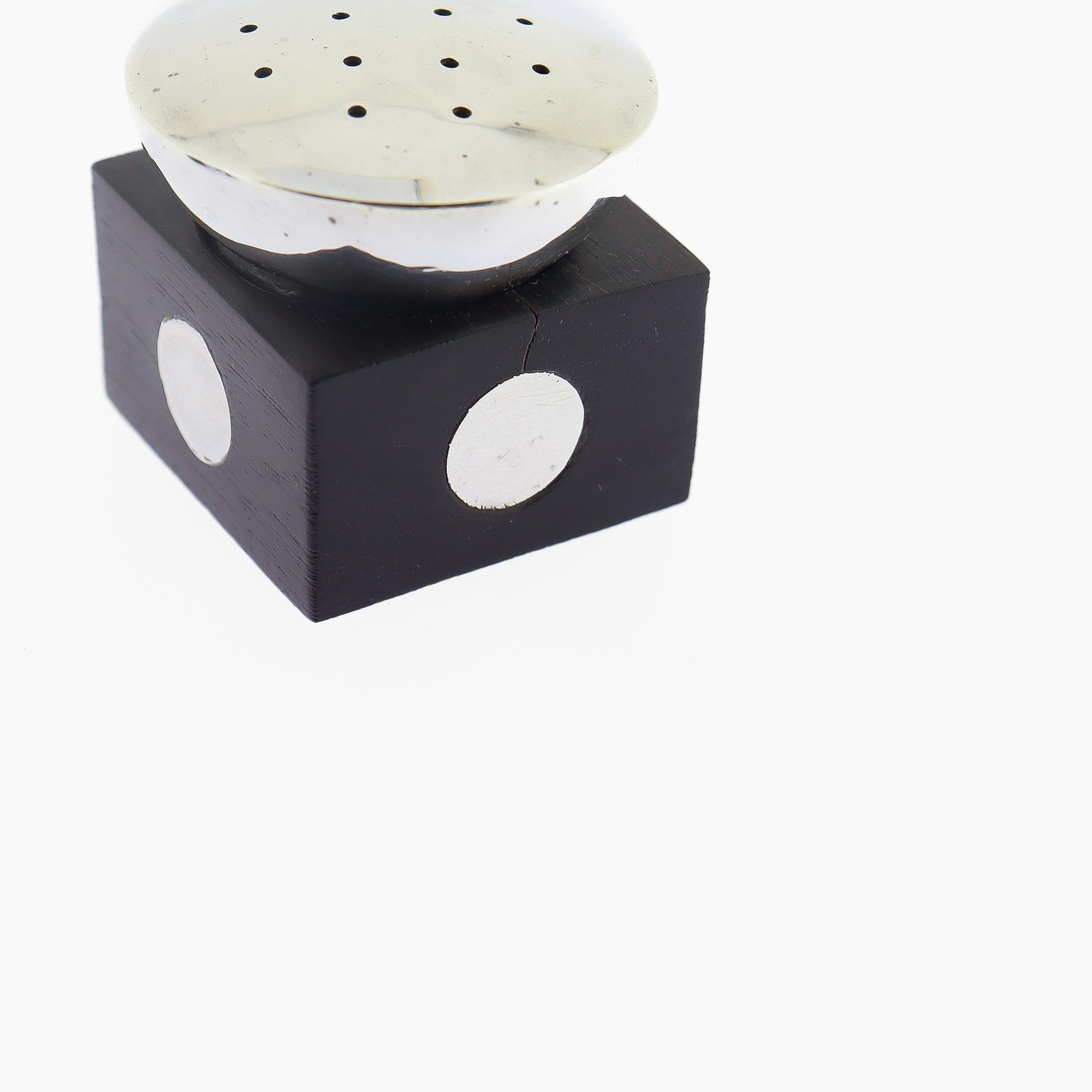 Antique William Spratling Taxco Sterling Silver and Ebony Salt & Pepper Shakers For Sale 6