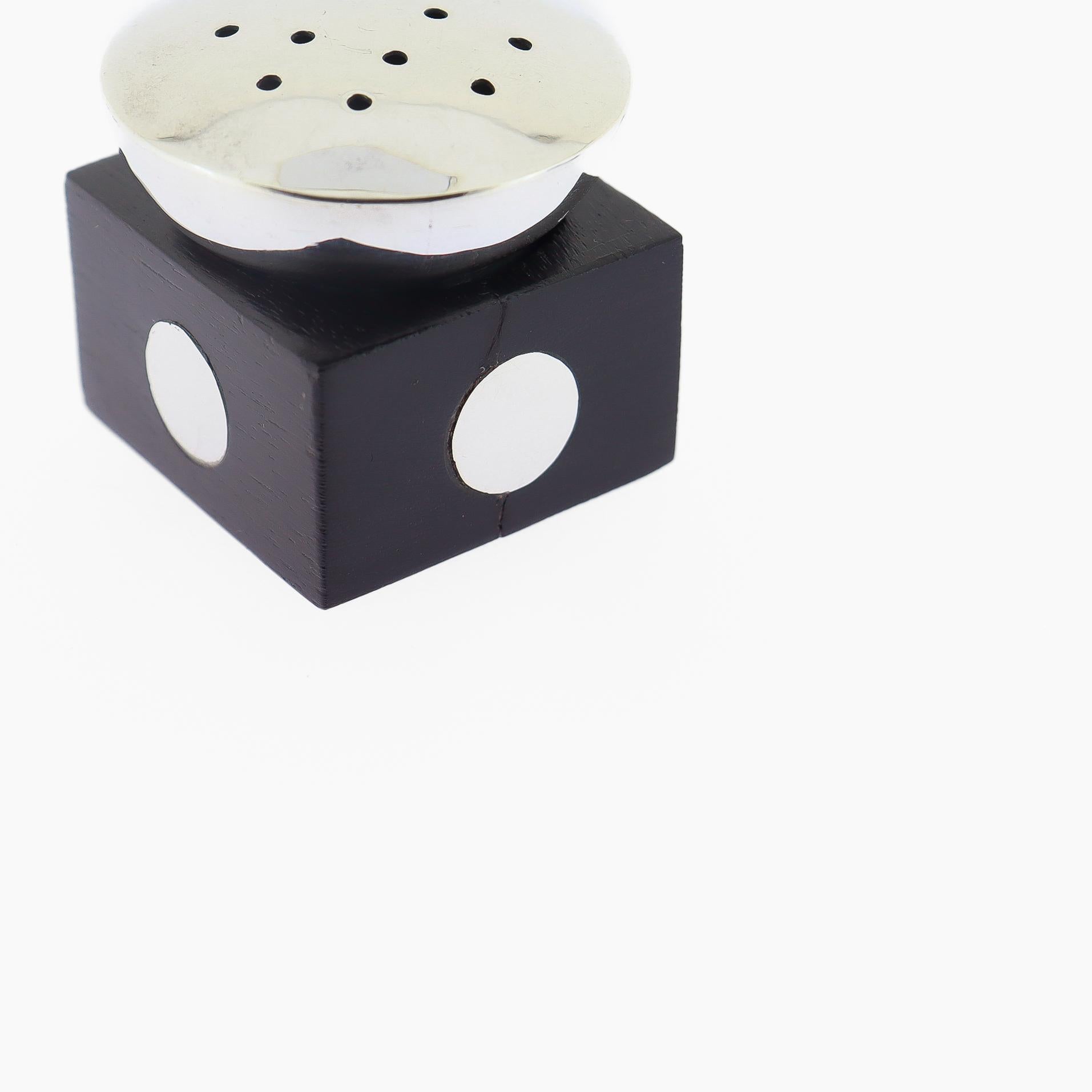 Antique William Spratling Taxco Sterling Silver and Ebony Salt & Pepper Shakers For Sale 7