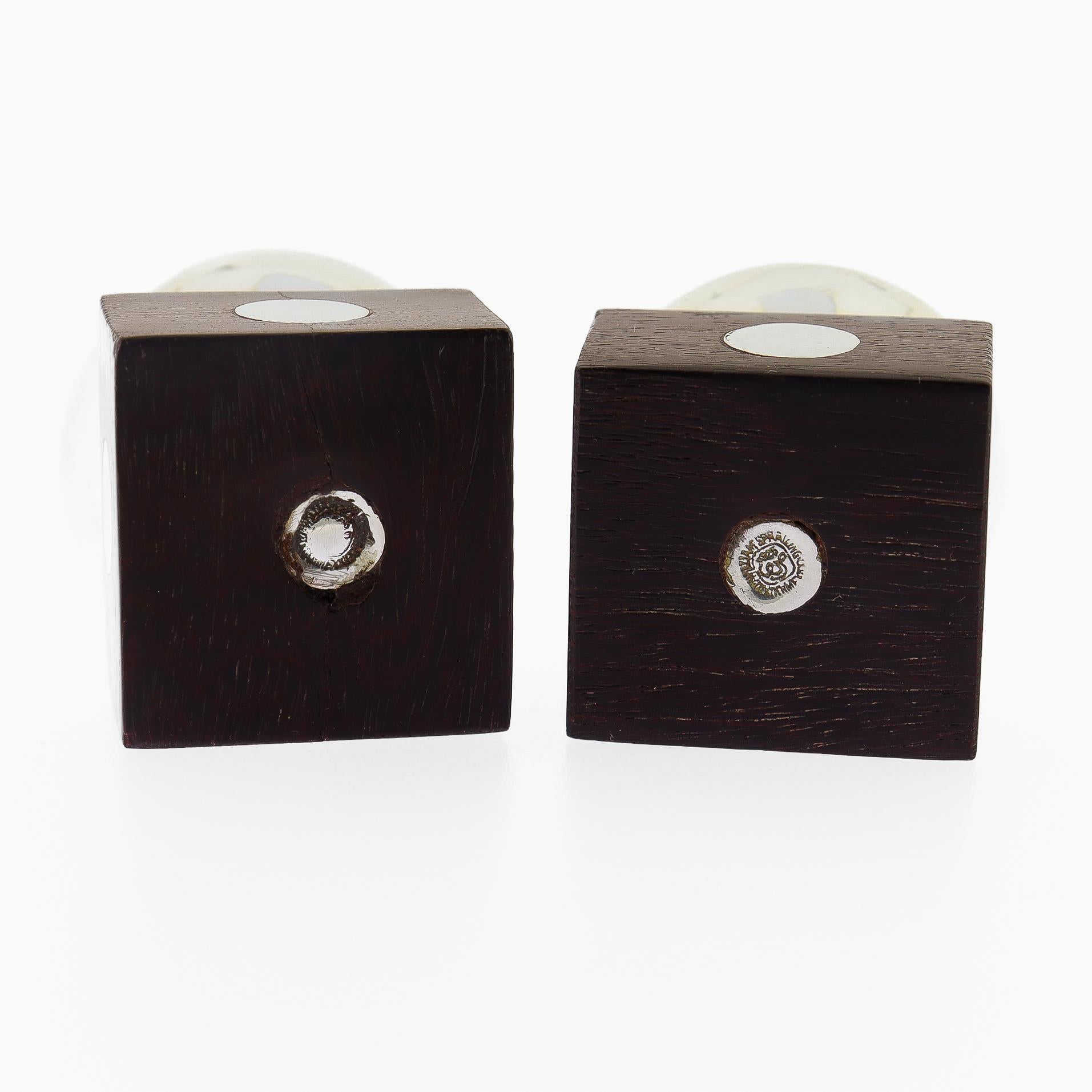 Antique William Spratling Taxco Sterling Silver and Ebony Salt & Pepper Shakers For Sale 2