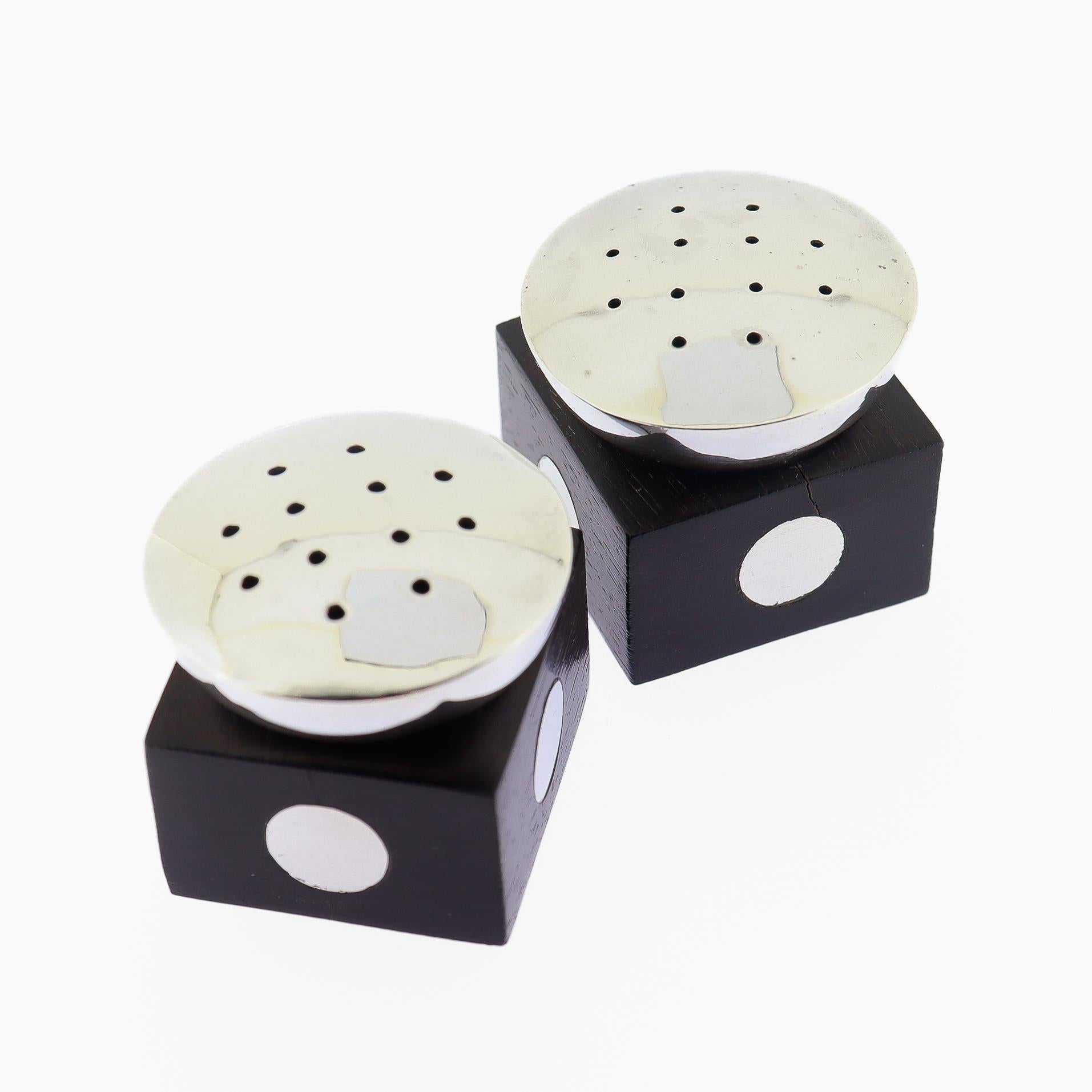 Antique William Spratling Taxco Sterling Silver and Ebony Salt & Pepper Shakers For Sale 4