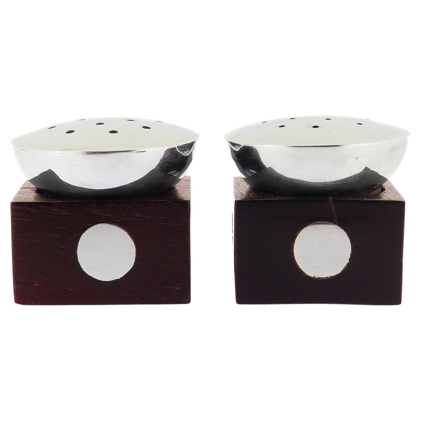 Antique William Spratling Taxco Sterling Silver and Ebony Salt & Pepper Shakers