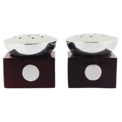 Antique William Spratling Taxco Sterling Silver and Ebony Salt & Pepper Shakers