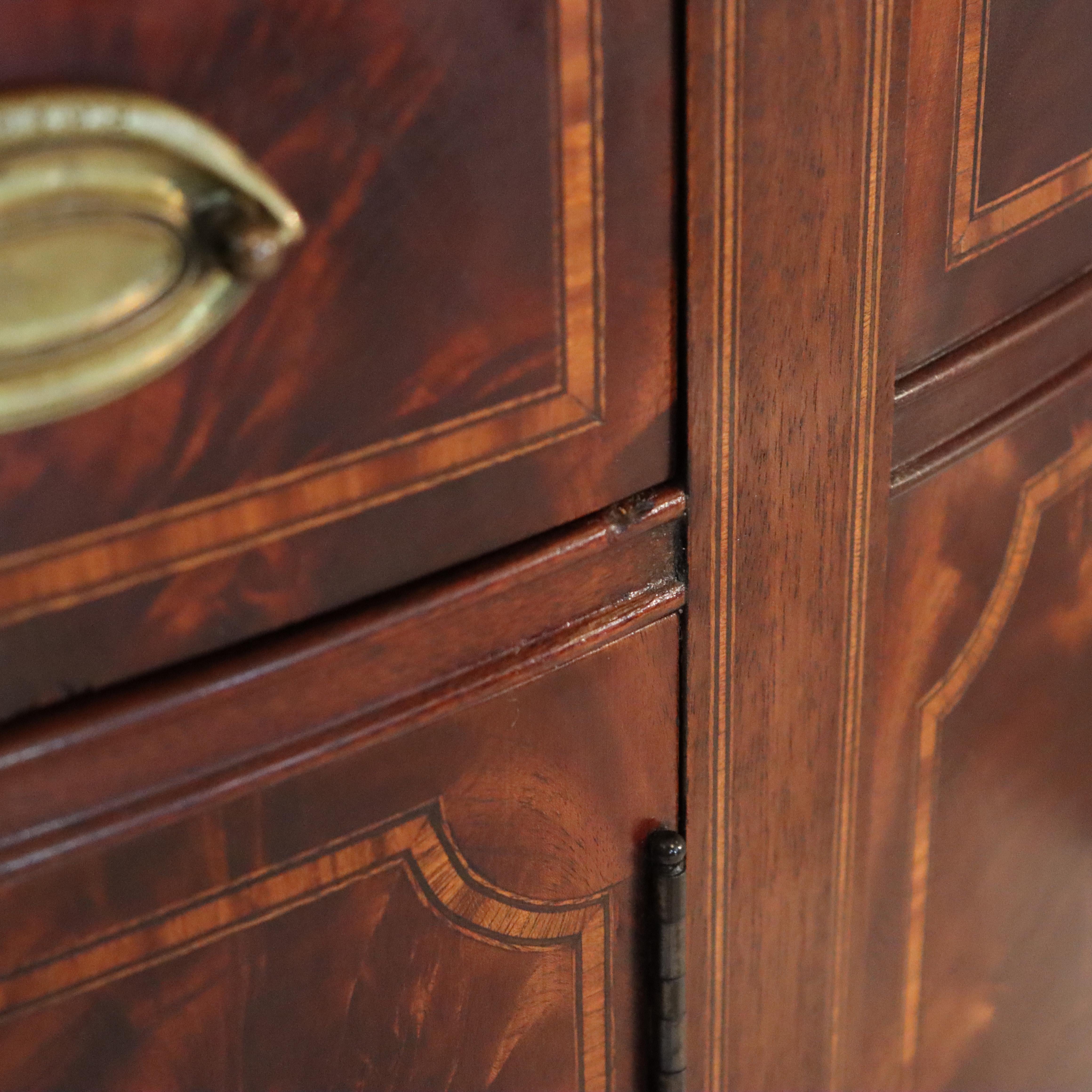 Antique Williams-Kimp Hepplewhite Style Flame Mahogany & Inlaid Demilune Server For Sale 10