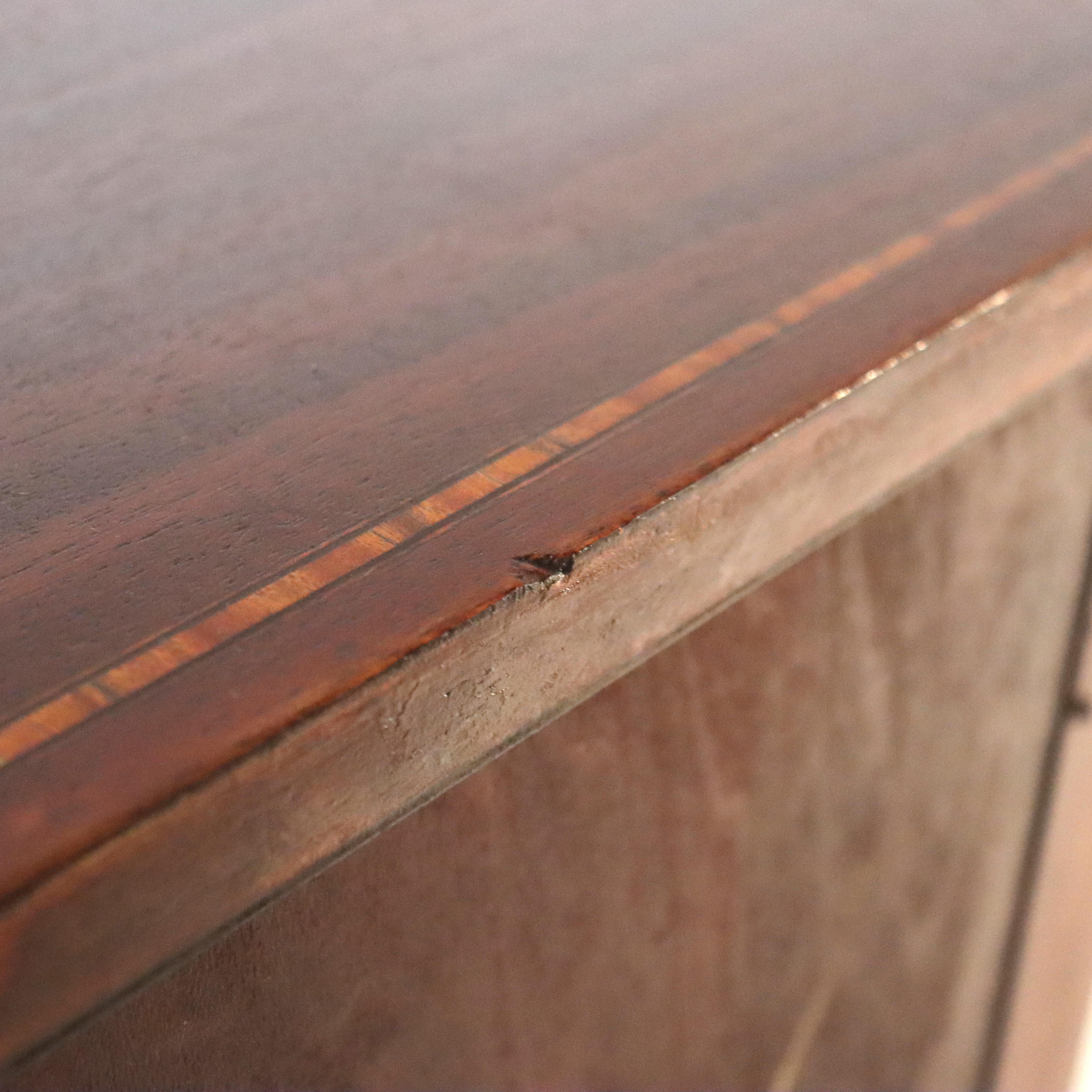 Antique Williams-Kimp Hepplewhite Style Flame Mahogany & Inlaid Demilune Server For Sale 11