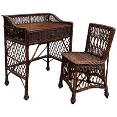 Antique Willow Desk and Chair