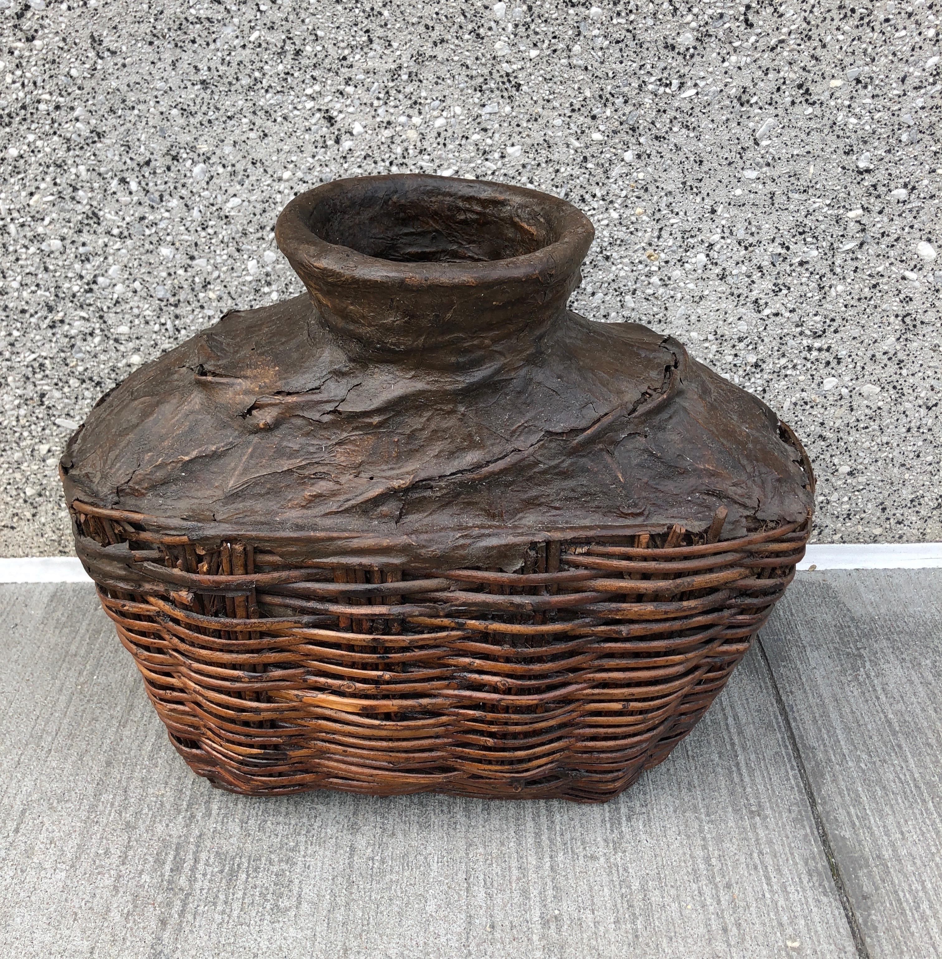 20th Century Antique Willow Food Oil Container For Sale