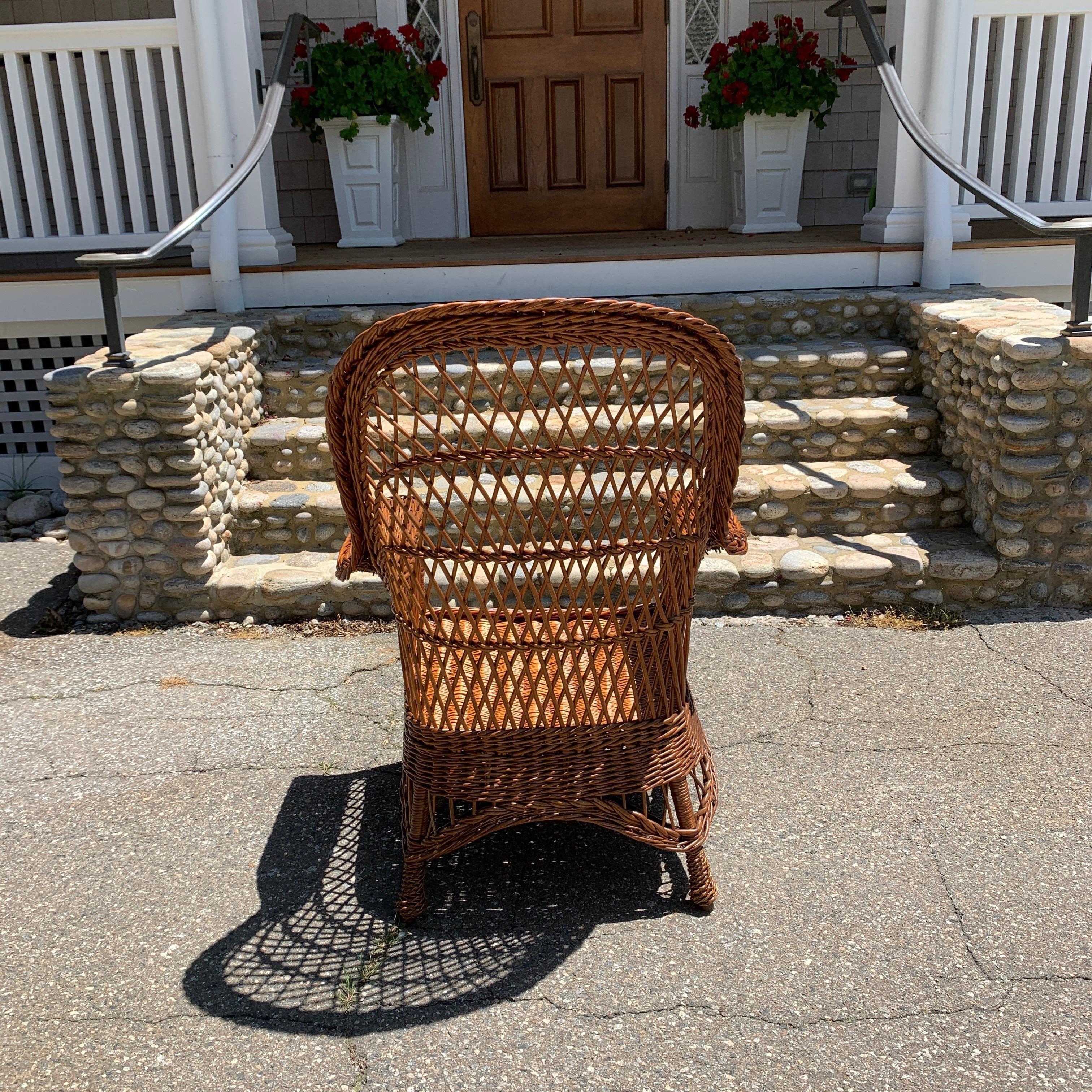 Antique Willow Wicker Chair In Good Condition In Old Saybrook, CT