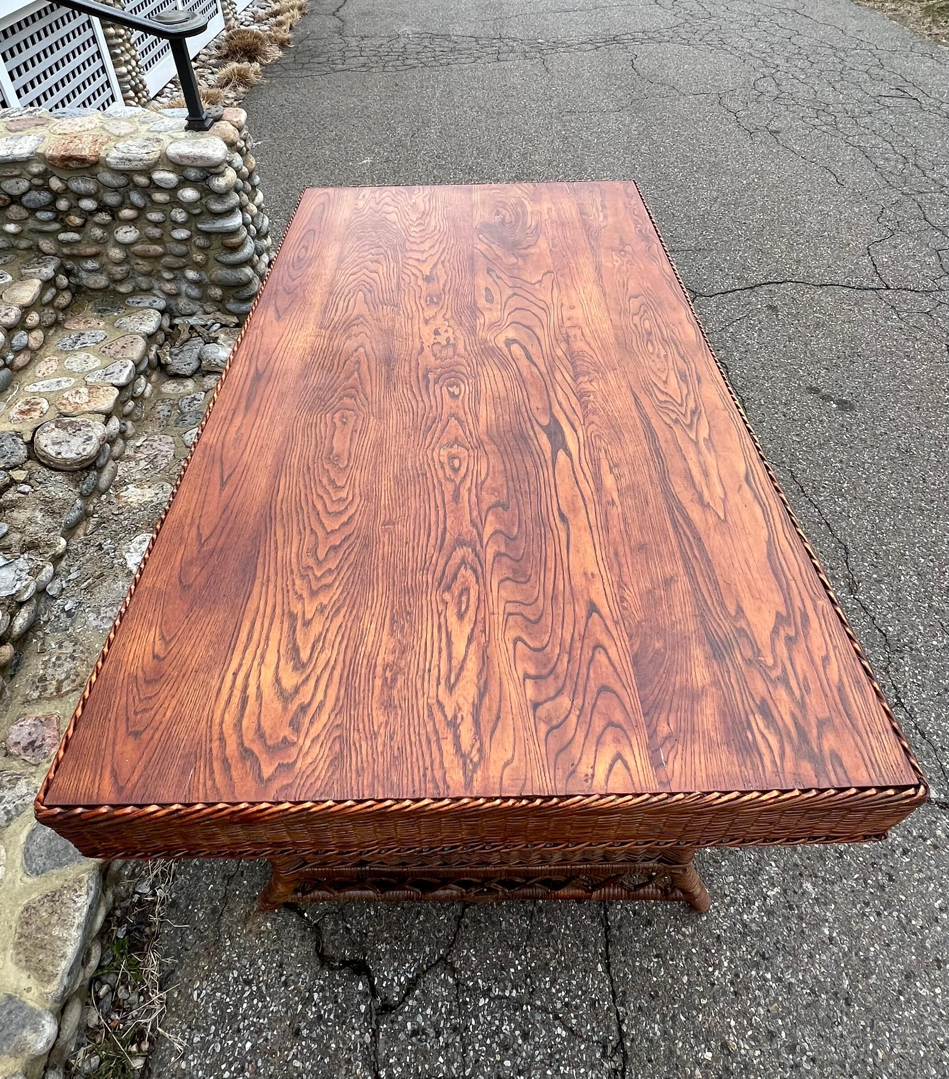 American Antique Willow Wicker Desk For Sale