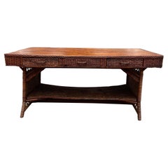 Antique Willow Wicker Desk