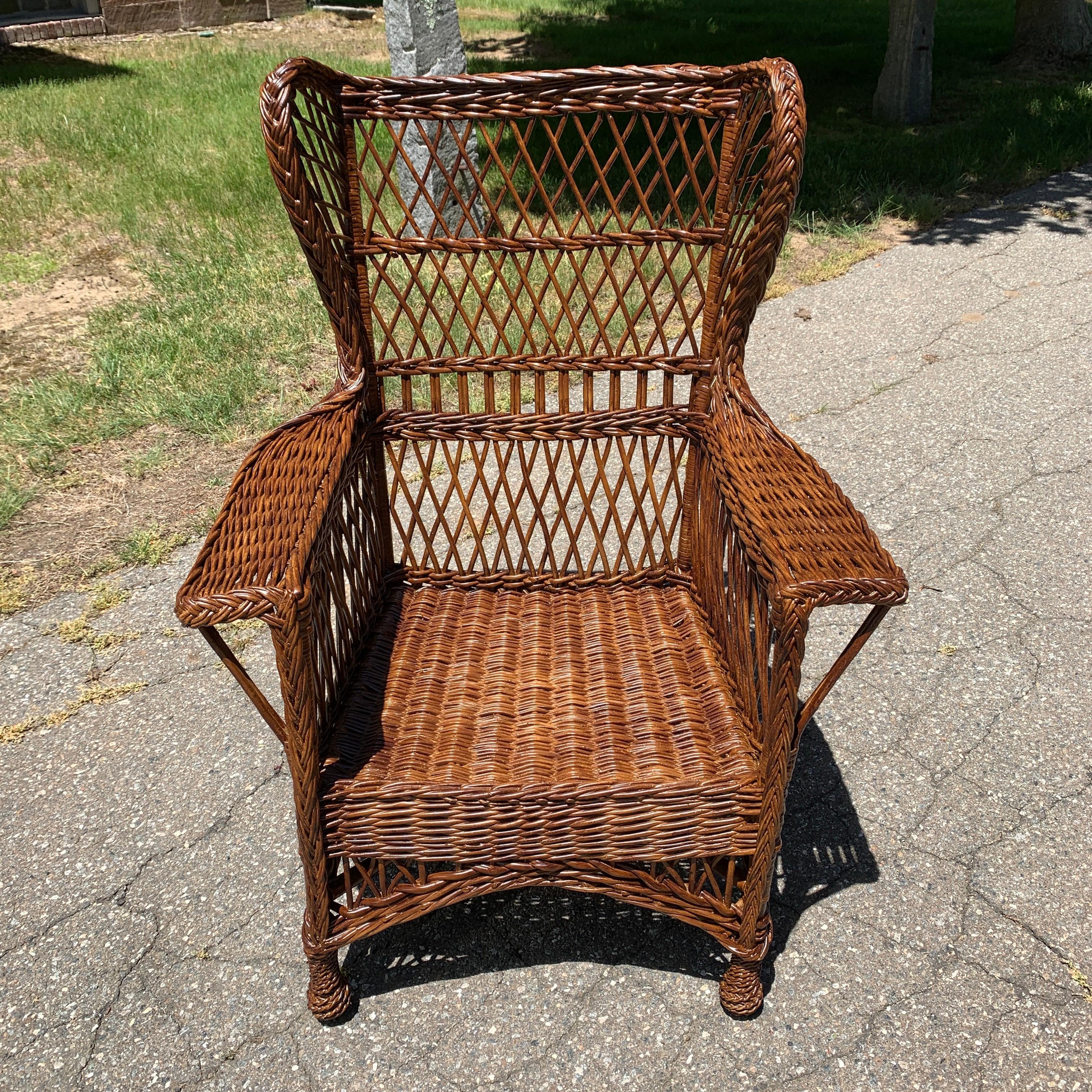 Antique Willow Wicker Sofa and Chairs  For Sale 9
