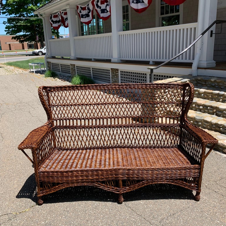 Antique Willow Wicker Sofa and Chair For Sale at 1stDibs
