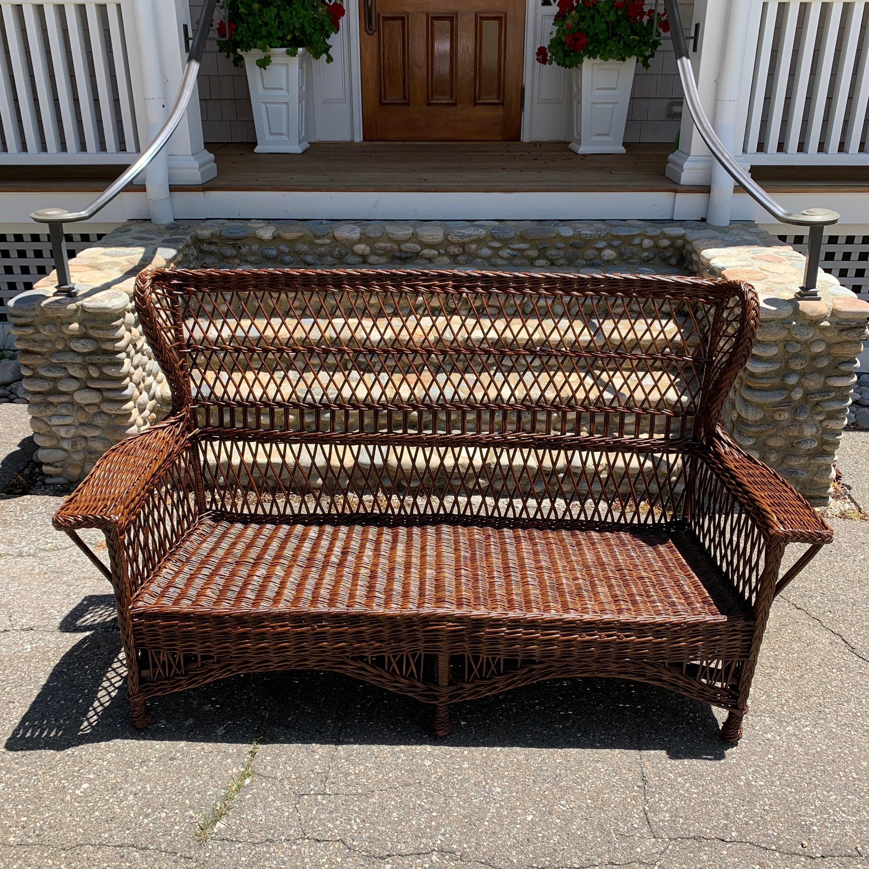 American Antique Willow Wicker Sofa and Chairs  For Sale