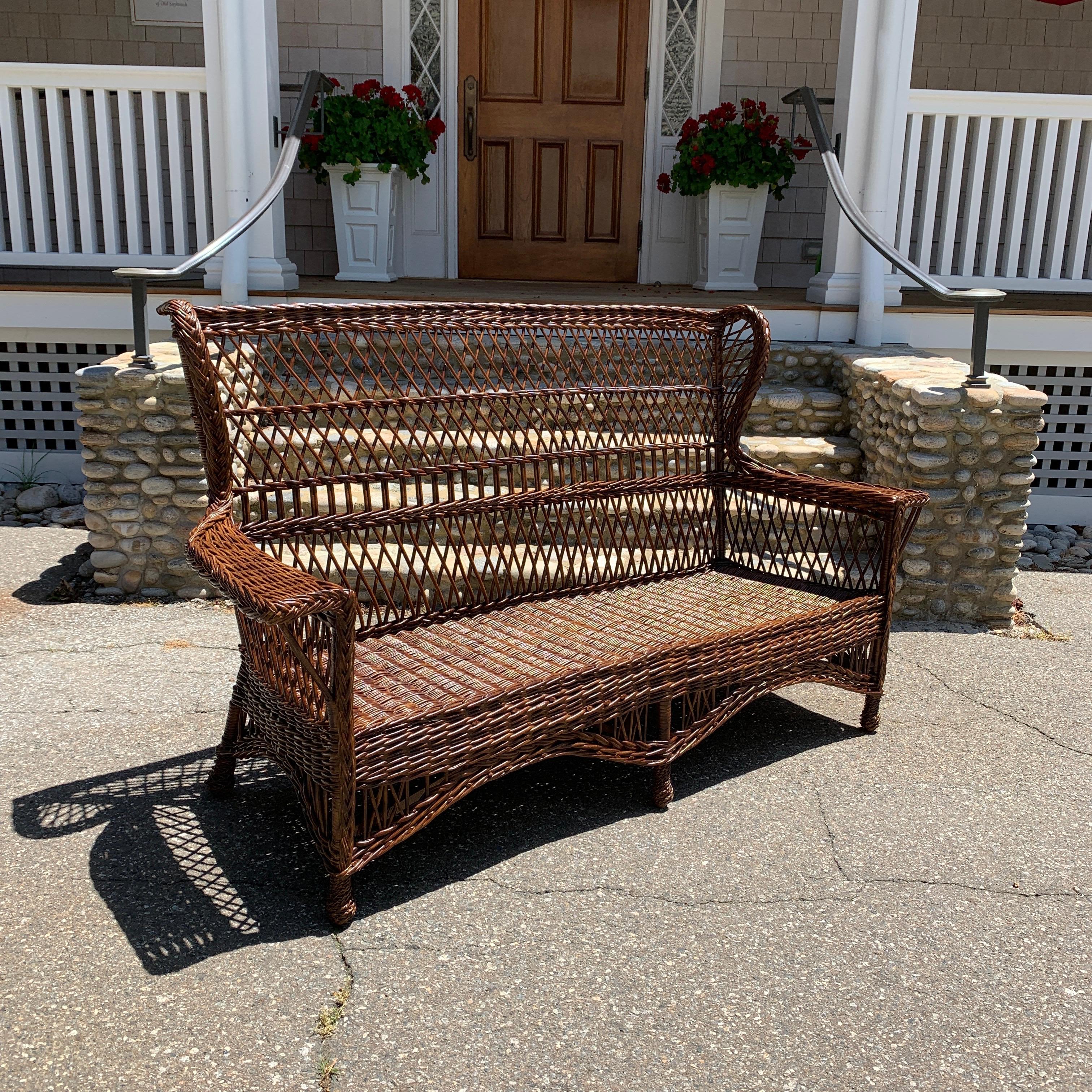 Antique Willow Wicker Sofa and Chairs  For Sale 2