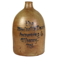 Antigua jarra de whisky de gres de Winchell & Davis Importing Co. de Albany, NY C1880