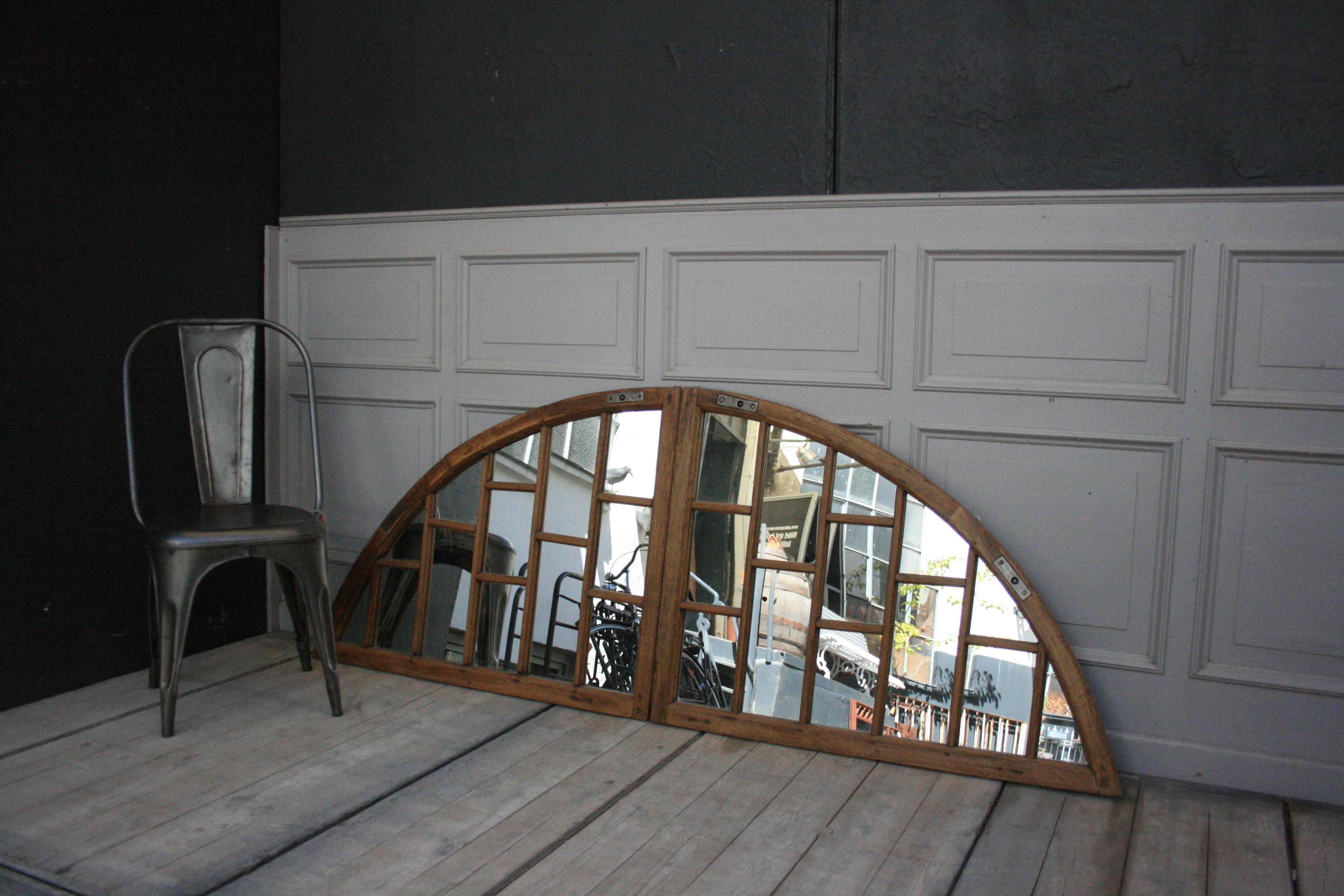 Original old skylight double window from a Swiss Patrician house, mirrored. Oak. Two shared.
 