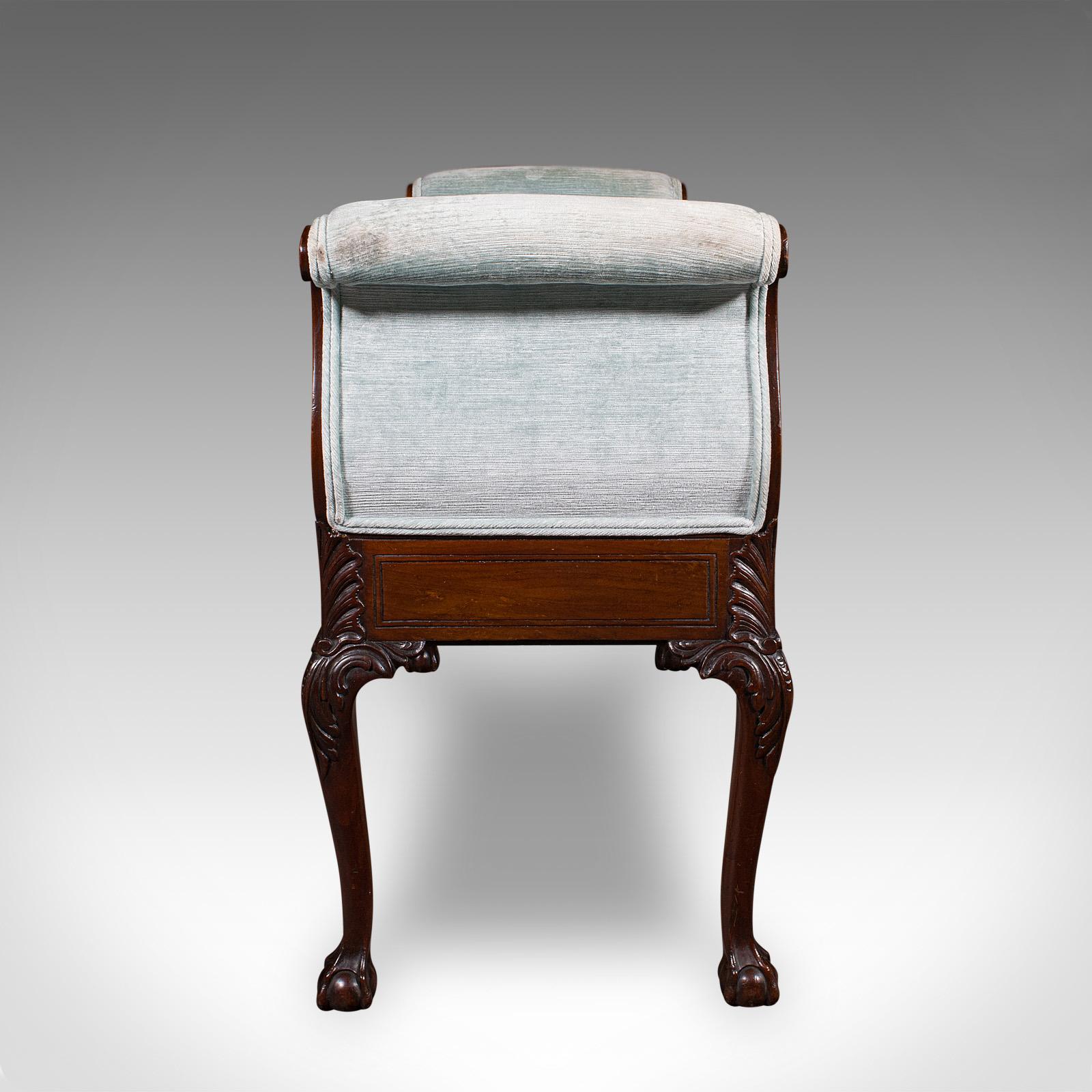 Antique Window Seat, English, Walnut, Duet, Bench, Georgian Revival, Edwardian In Good Condition For Sale In Hele, Devon, GB