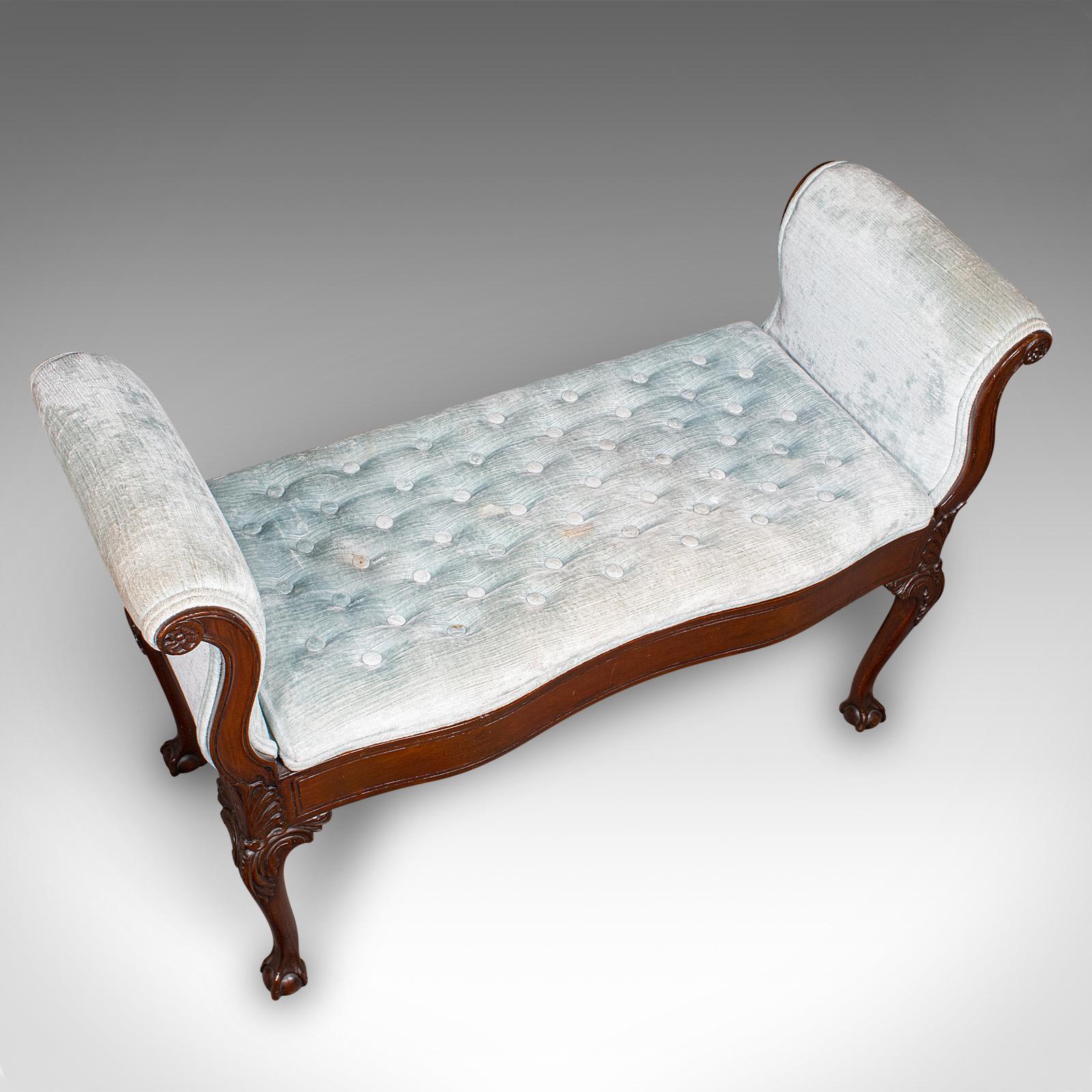 Antique Window Seat, English, Walnut, Duet, Bench, Georgian Revival, Edwardian For Sale 1
