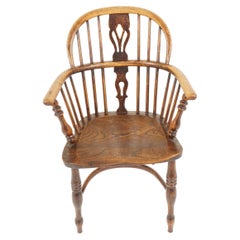 Antique Windsor Arm Chair, Country Chair, Elm + Yew, Scotland 1850, B2759A