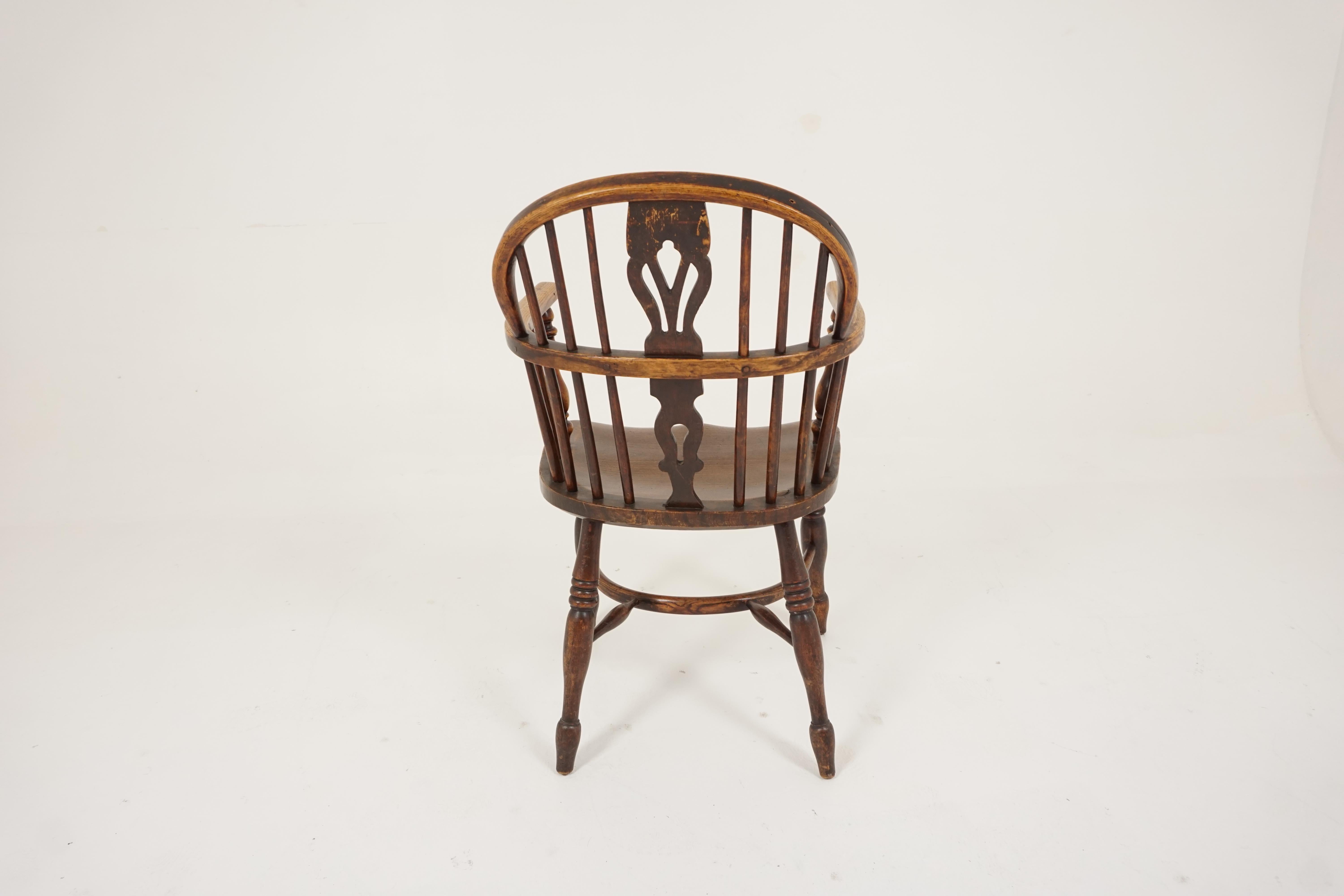 Antique Windsor Arm Chair, Country Chair, Elm + Yew, Scotland 1850, H542 In Good Condition In Vancouver, BC