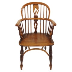 Antique Windsor Arm Chair, Country Chair, Elm + Yew, Scotland, 1850