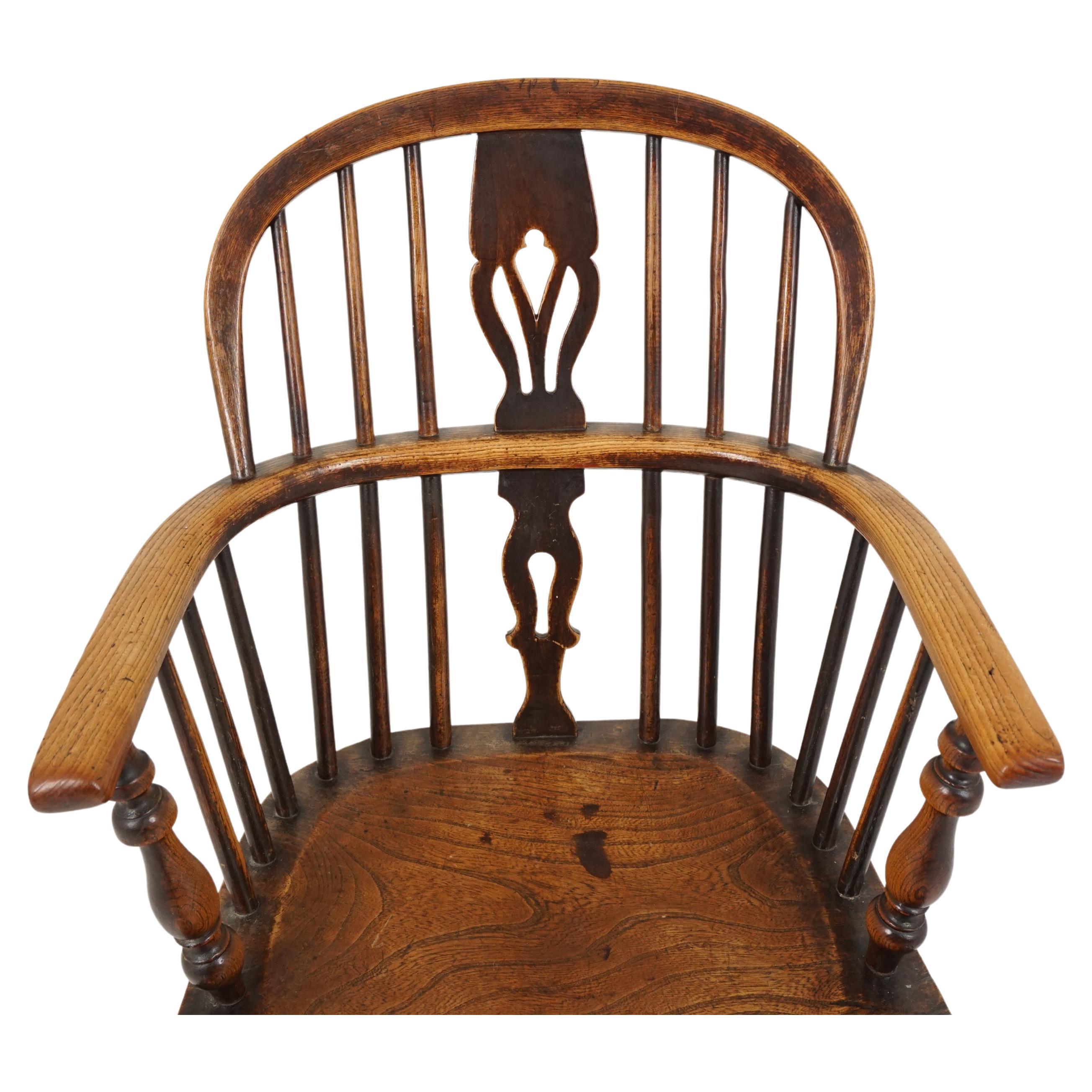 Antique Windsor Arm Chair, Country Chair, Elm + Yew, Scotland 1850, H544 In Good Condition In Vancouver, BC