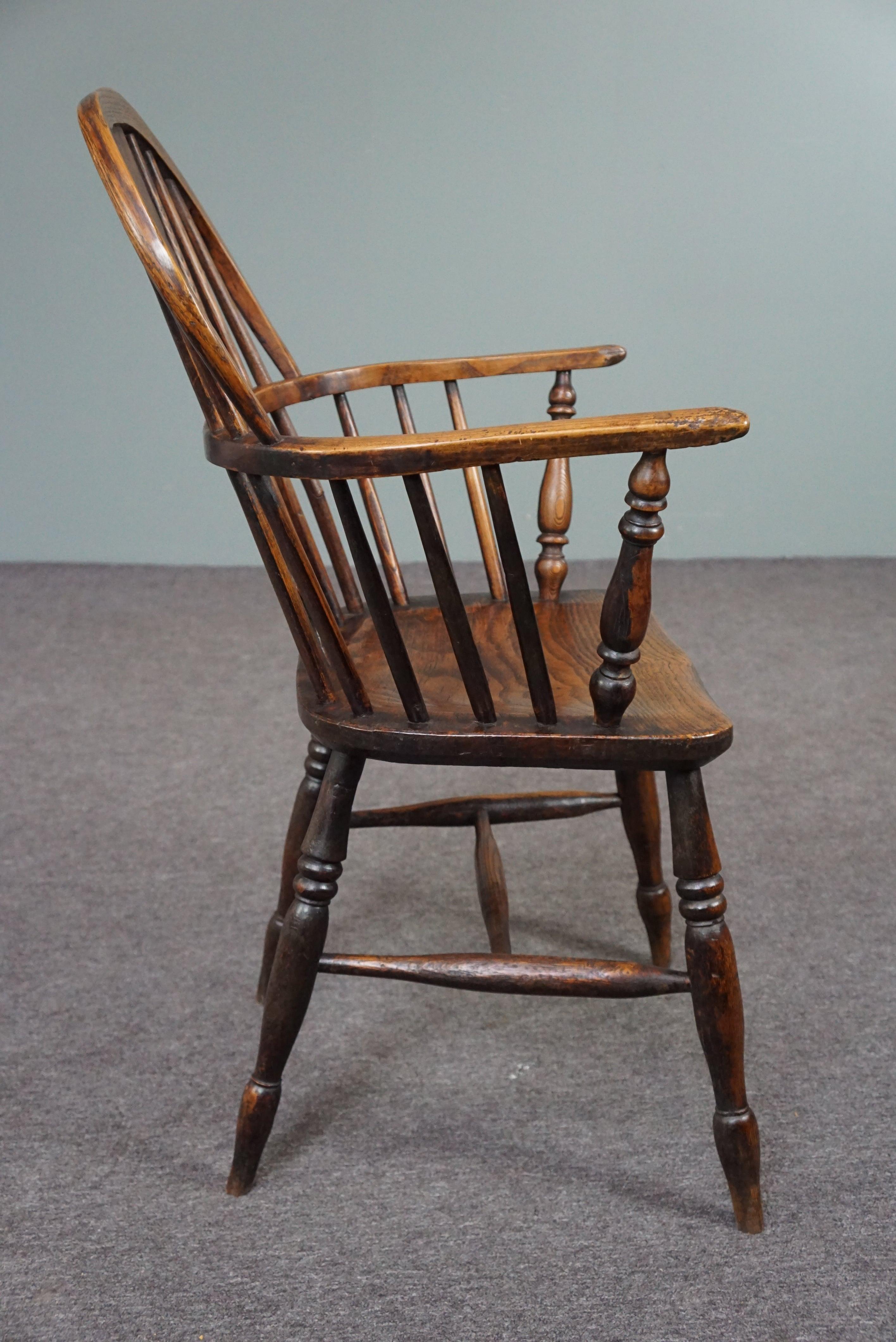 Hand-Crafted Antique Windsor armchair/chair, English Low Back, 18th century For Sale