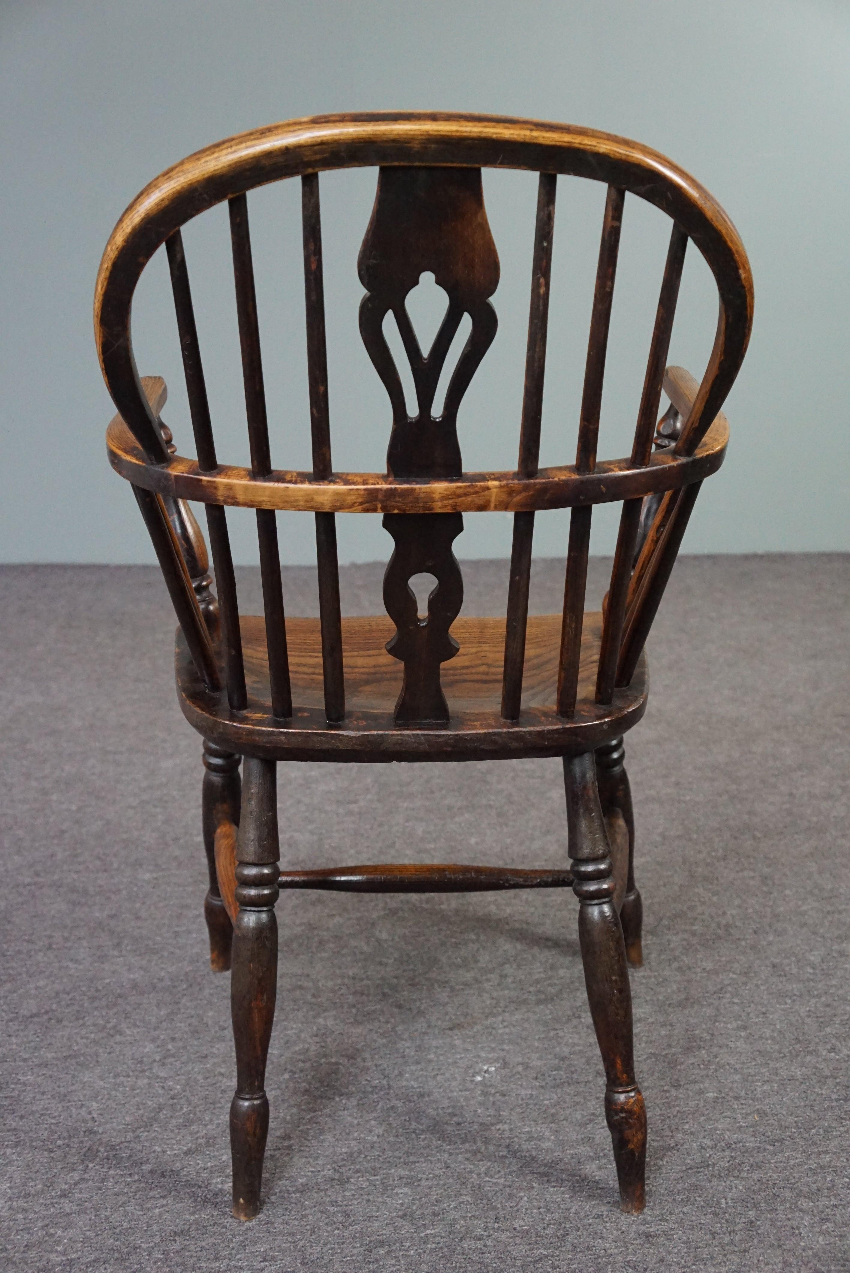 Anglais Fauteuil/chaise Windsor antique, dossier bas anglais, 18ème siècle en vente