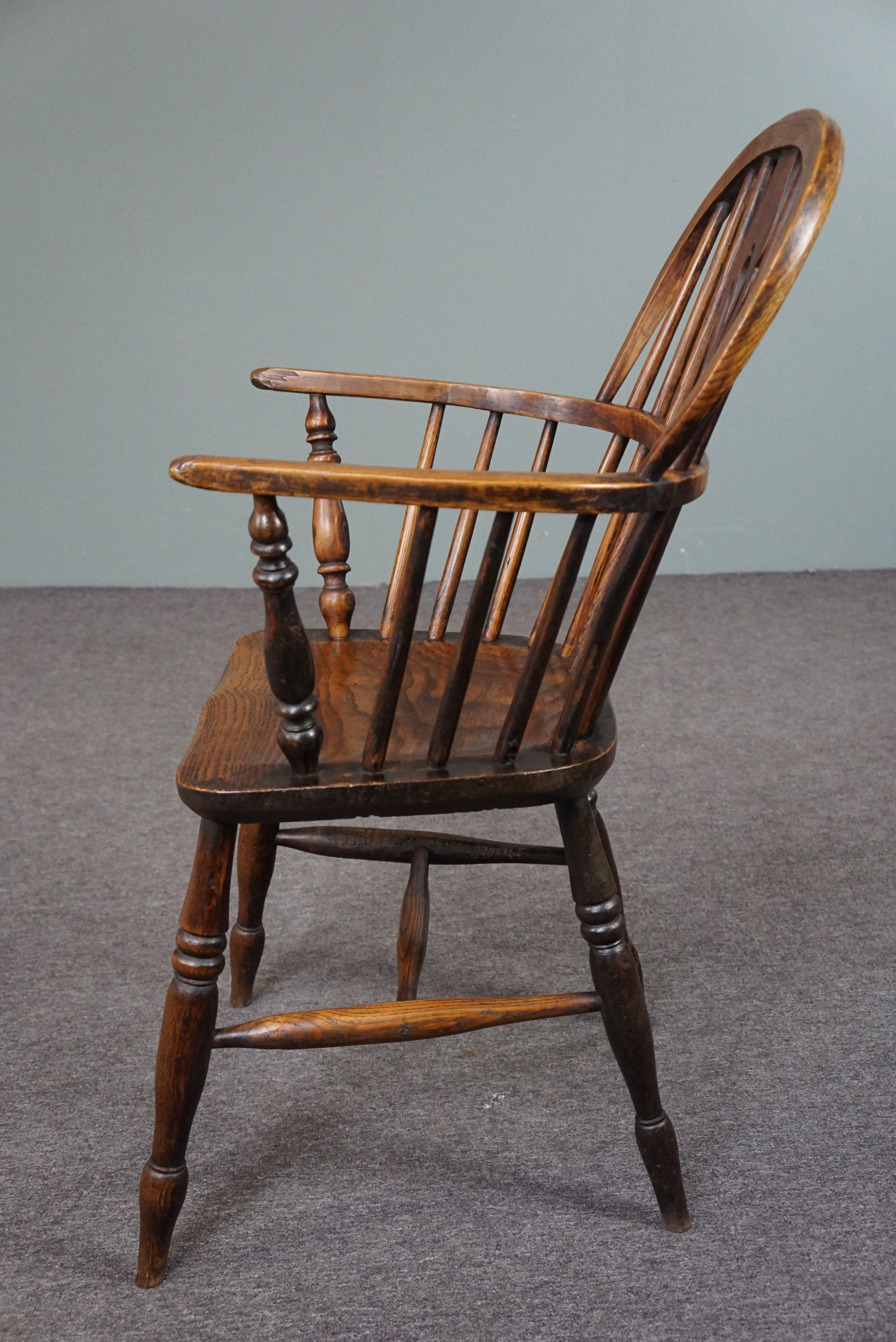 Fait main Fauteuil/chaise Windsor antique, dossier bas anglais, 18ème siècle en vente