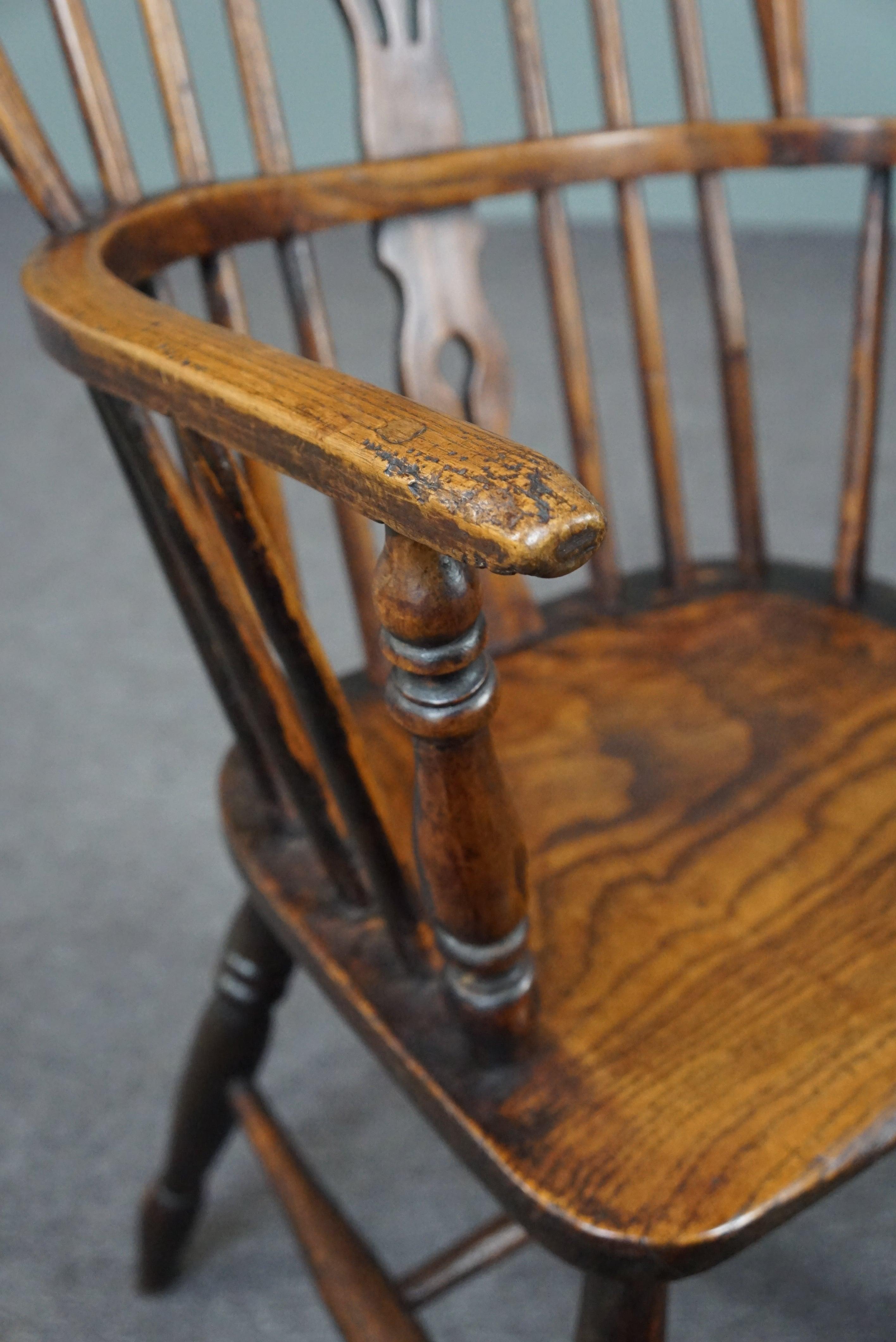 XVIIIe siècle et antérieur Fauteuil/chaise Windsor antique, dossier bas anglais, 18ème siècle en vente