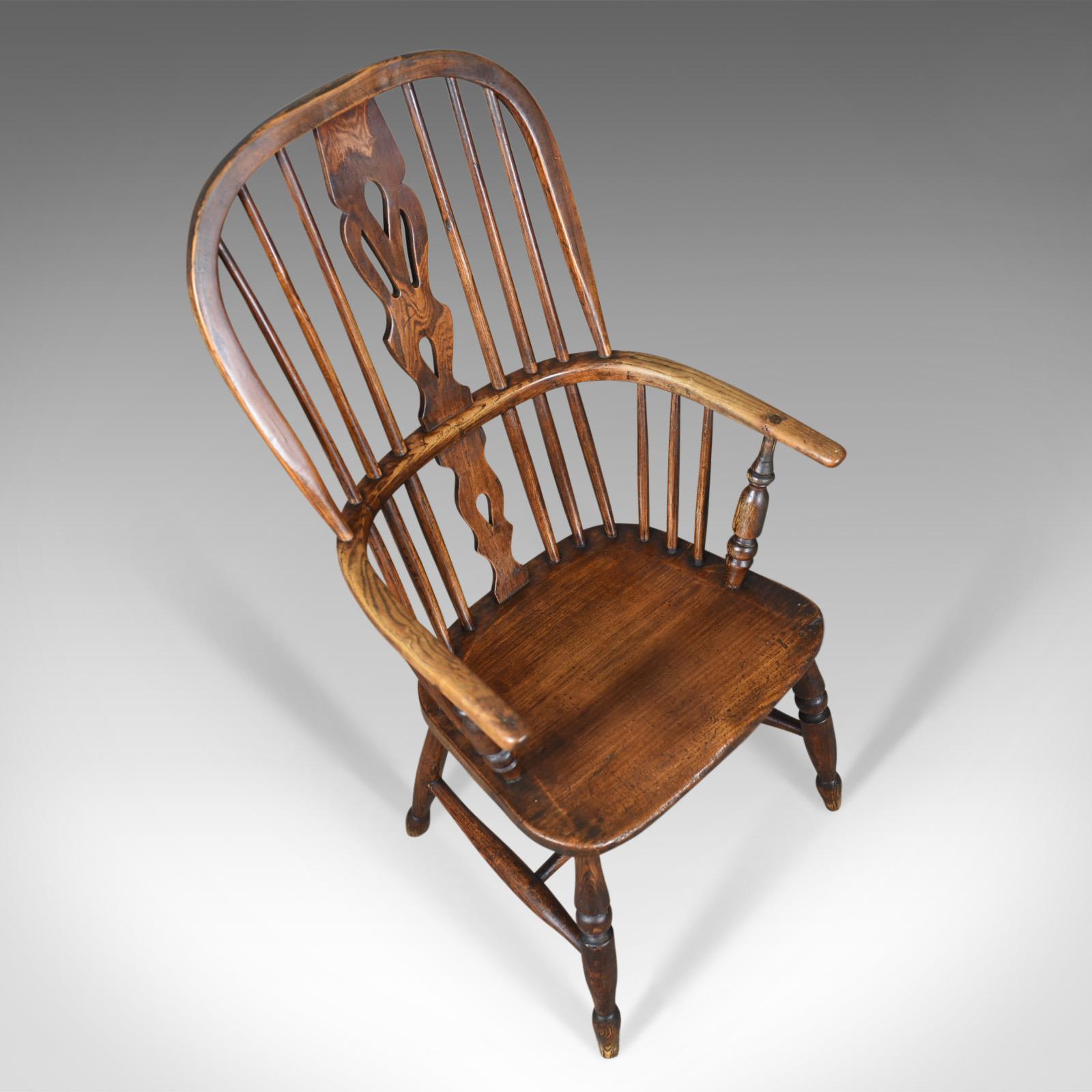 Antique Windsor Armchair English, Victorian, Stick Back, Elbow Chair, circa 1860 In Good Condition In Hele, Devon, GB