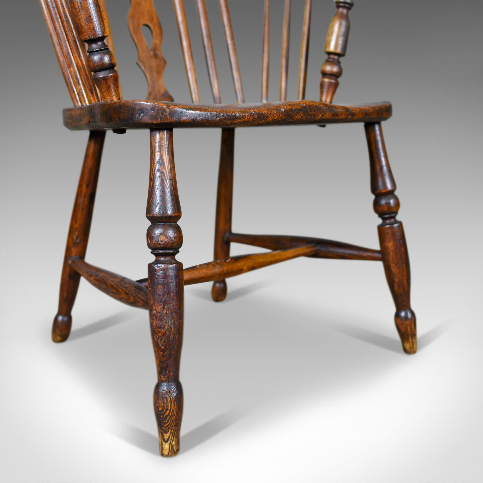 Antique Windsor Armchair English, Victorian, Stick Back, Elbow Chair, circa 1860 2