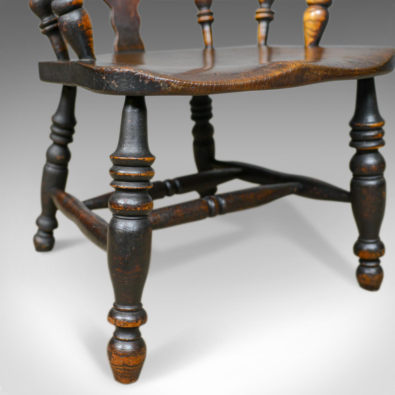 Antique Windsor Broad Arm Elbow Chair, English, Victorian, Elm, Ash, circa 1850 7