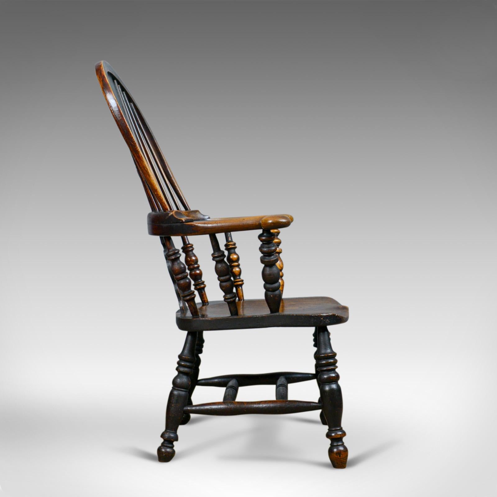 Antique Windsor Broad Arm Elbow Chair, English, Victorian, Elm, Ash, circa 1850 In Good Condition In Hele, Devon, GB