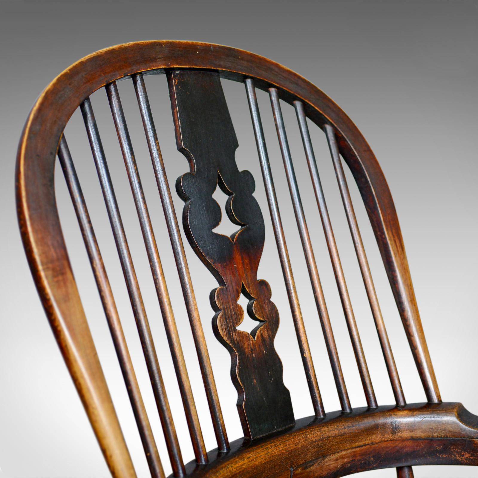 Antique Windsor Broad Arm Elbow Chair, English, Victorian, Elm, Ash, circa 1850 2