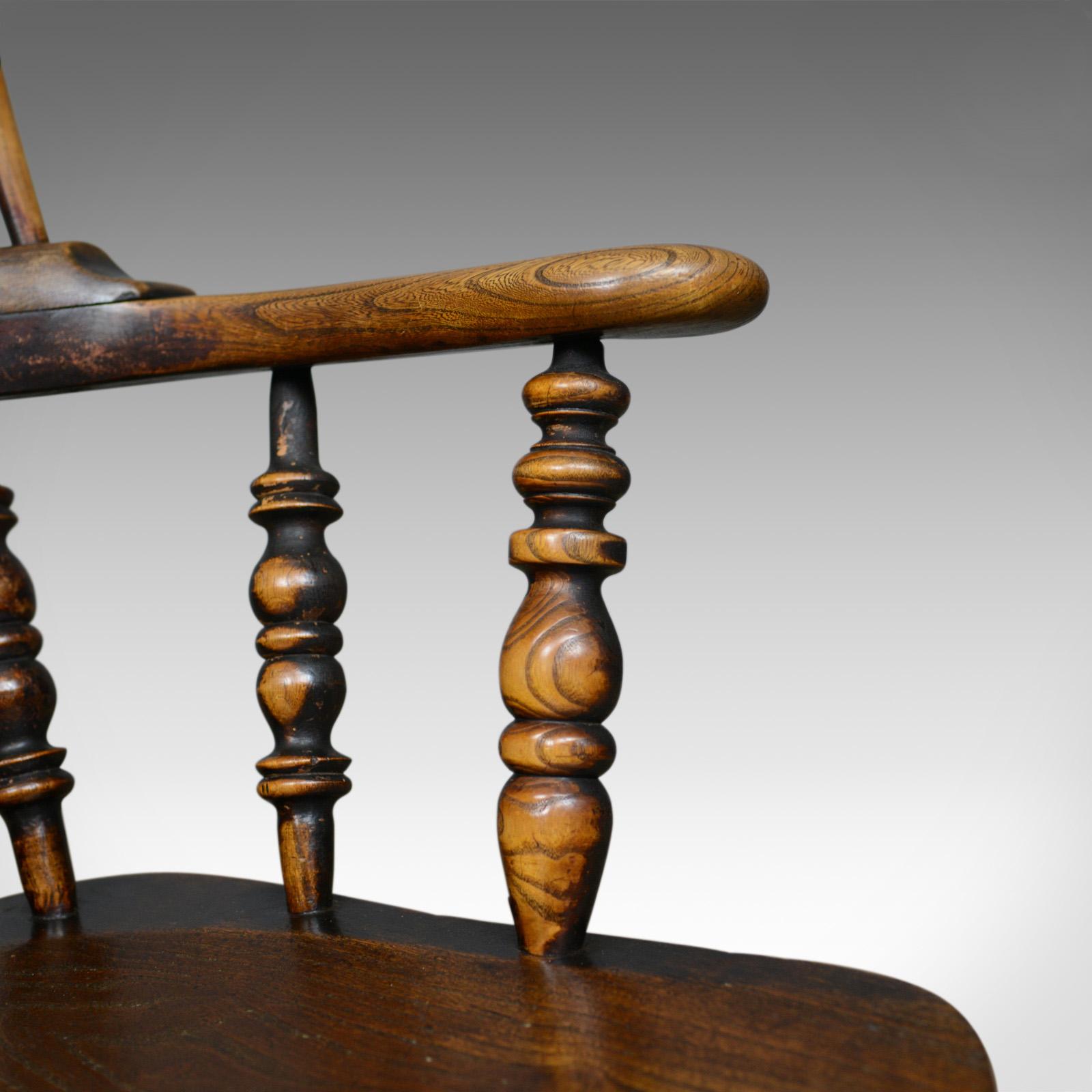 Antique Windsor Broad Arm Elbow Chair, English, Victorian, Elm, Ash, circa 1850 5