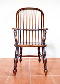 Antique Windsor Chair 1840 High Back Hoop Back Stick Back Country House Armchair
