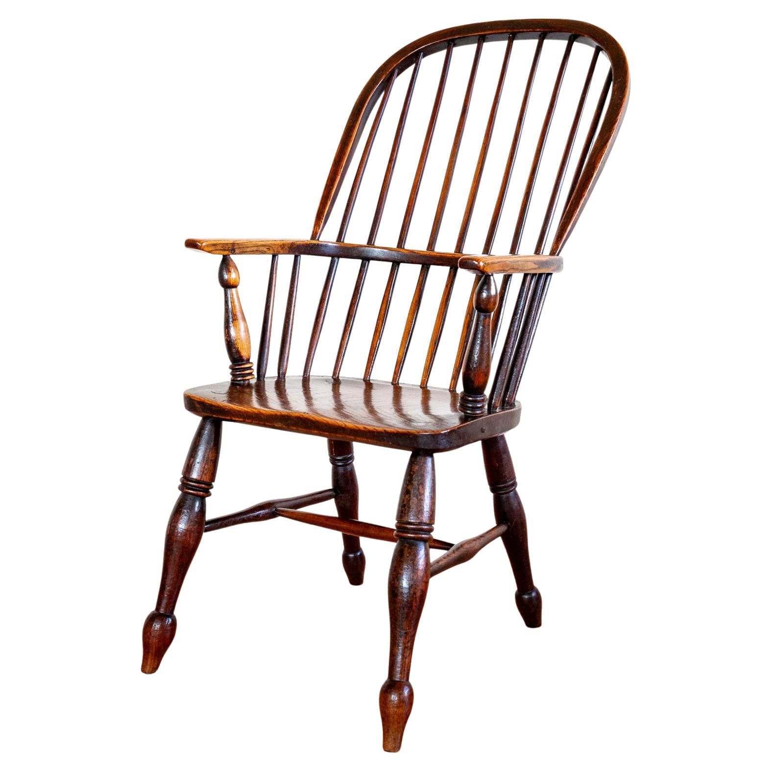 Sedia Windsor antica 1840 Schienale alto Schienale a cerchio Schienale a bastone Poltrona da casa di campagna