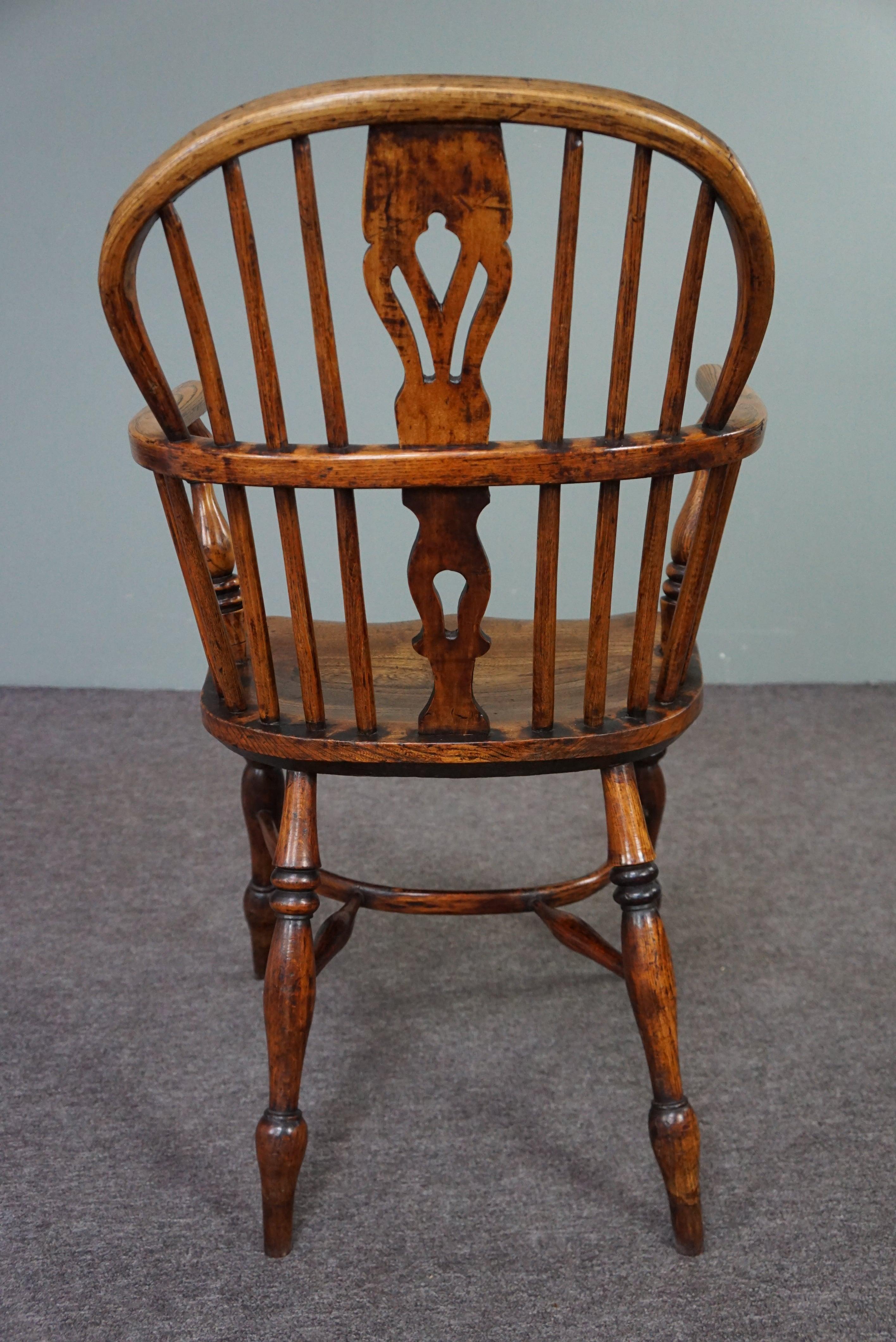 Ancienne chaise/chaise Windsor, dossier bas anglais, 18e siècle Bon état - En vente à Harderwijk, NL