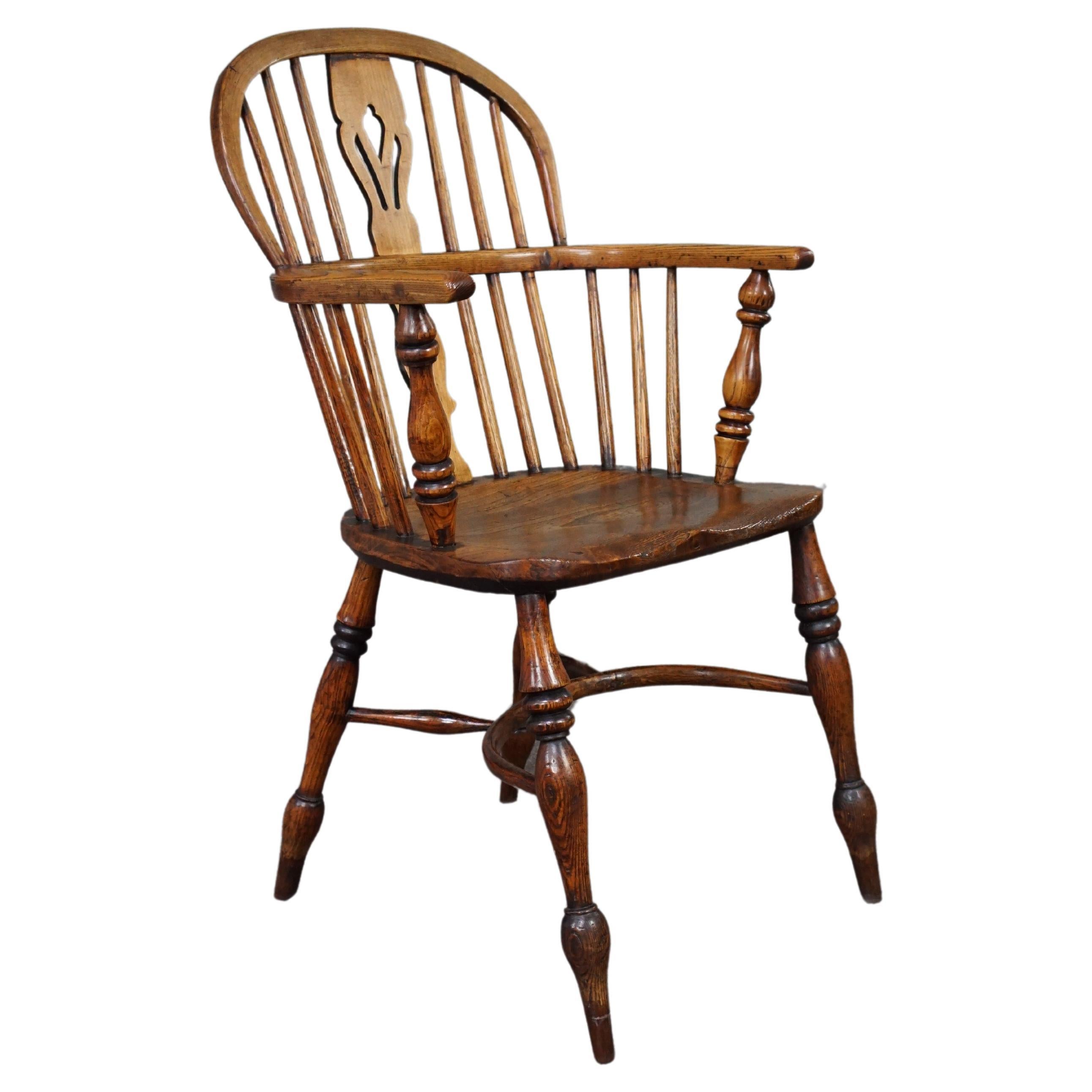Antiker Windsor-Sessel/Sessel, englische niedrige Rückenlehne, 18. Jahrhundert im Angebot