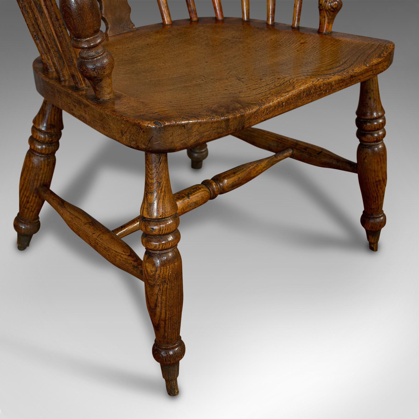 Antique Windsor Chair, British, Elm, Ash, Elbow, Armchair, Victorian, circa 1860 5